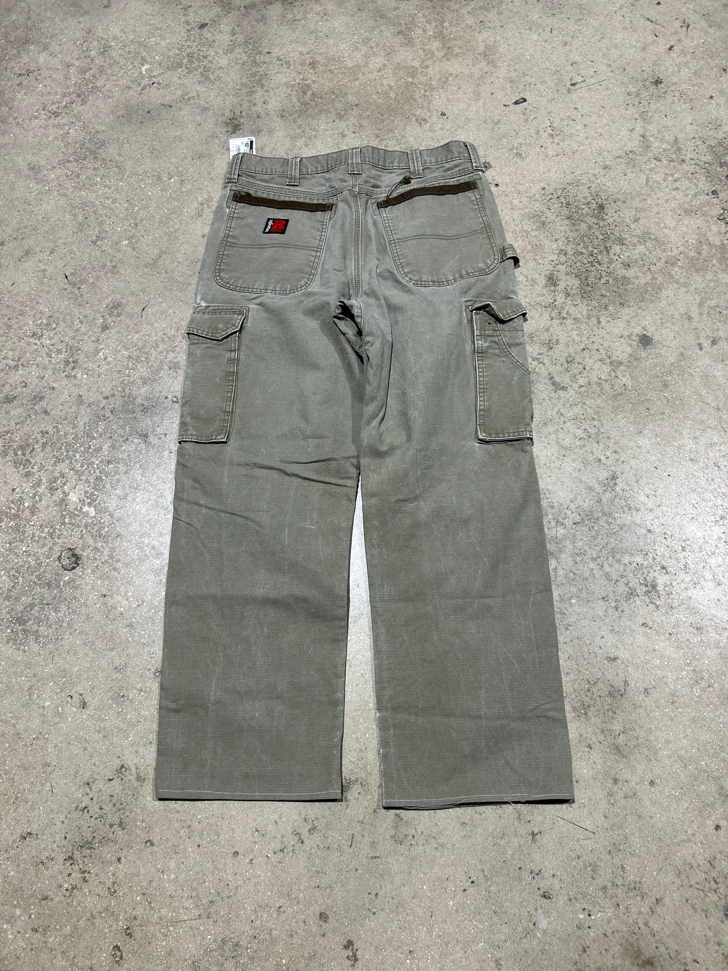Wrangler Riggs Leather Patch Pants - Olive Size 34x36