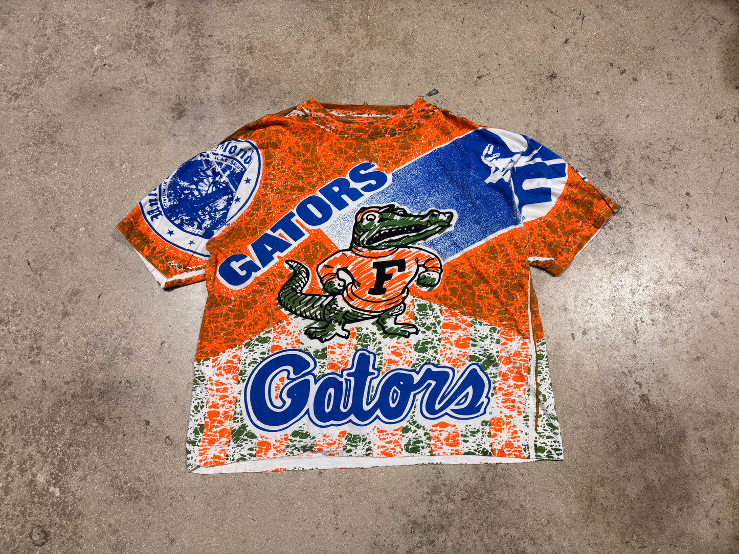UF Florida Gators All Over Print Tee - Blue/ Orange Size XL