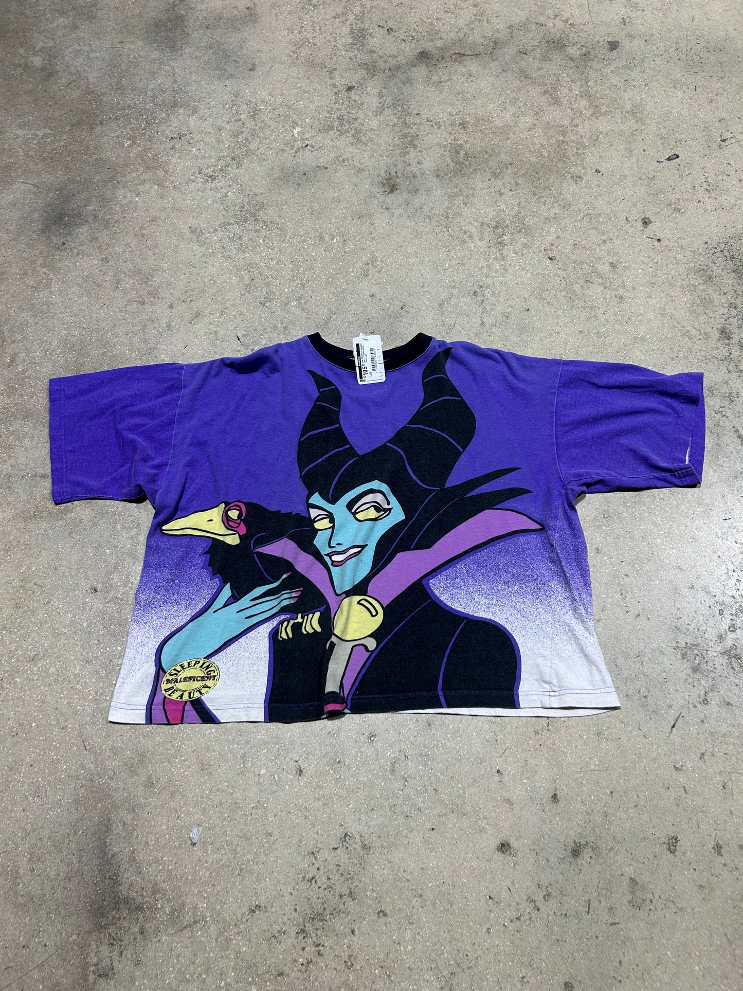 90s Maleficent Cropped Tee - Purple/White Size Large