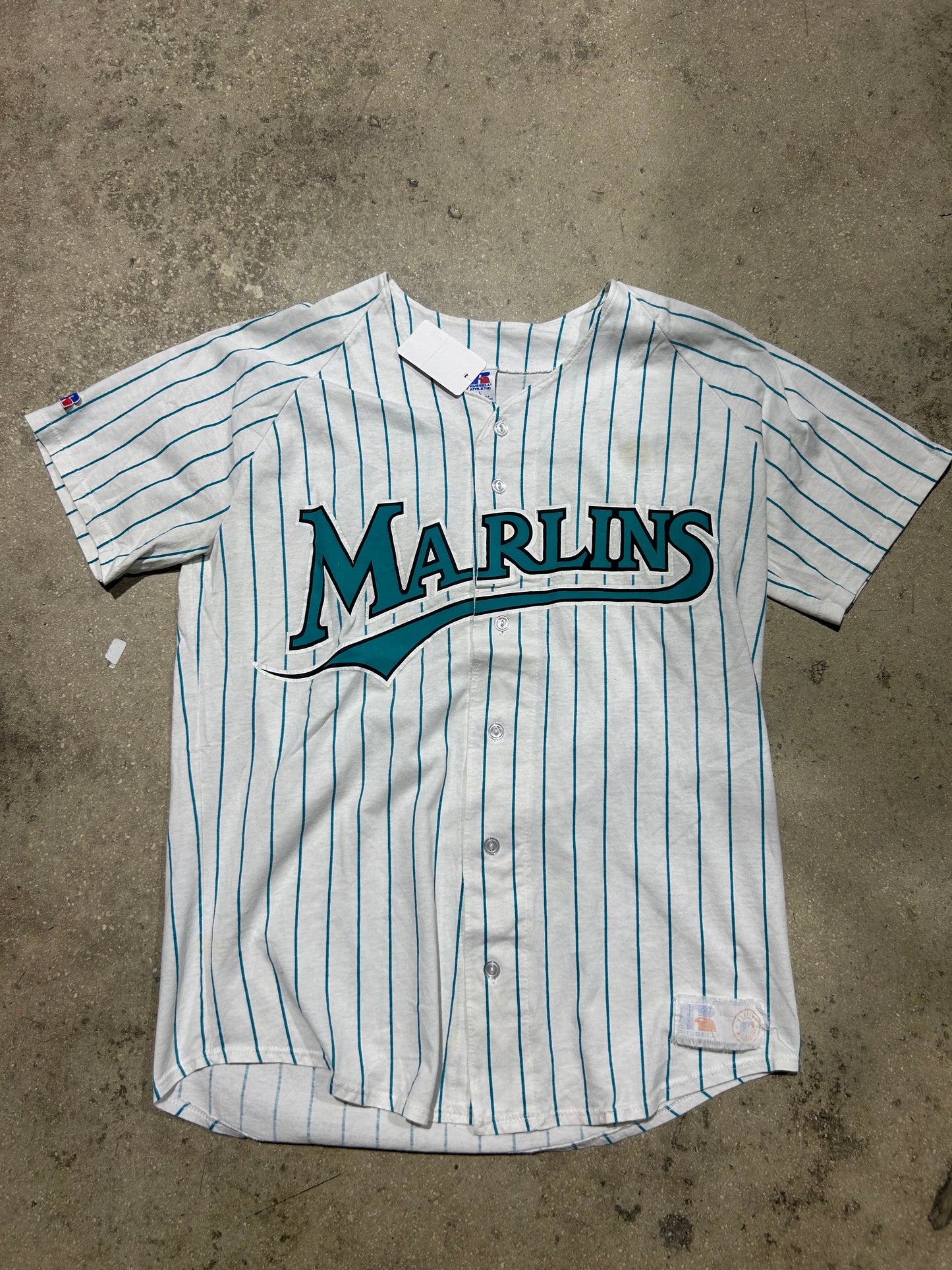 Marlins Pinstripe Jersey - White Size Large