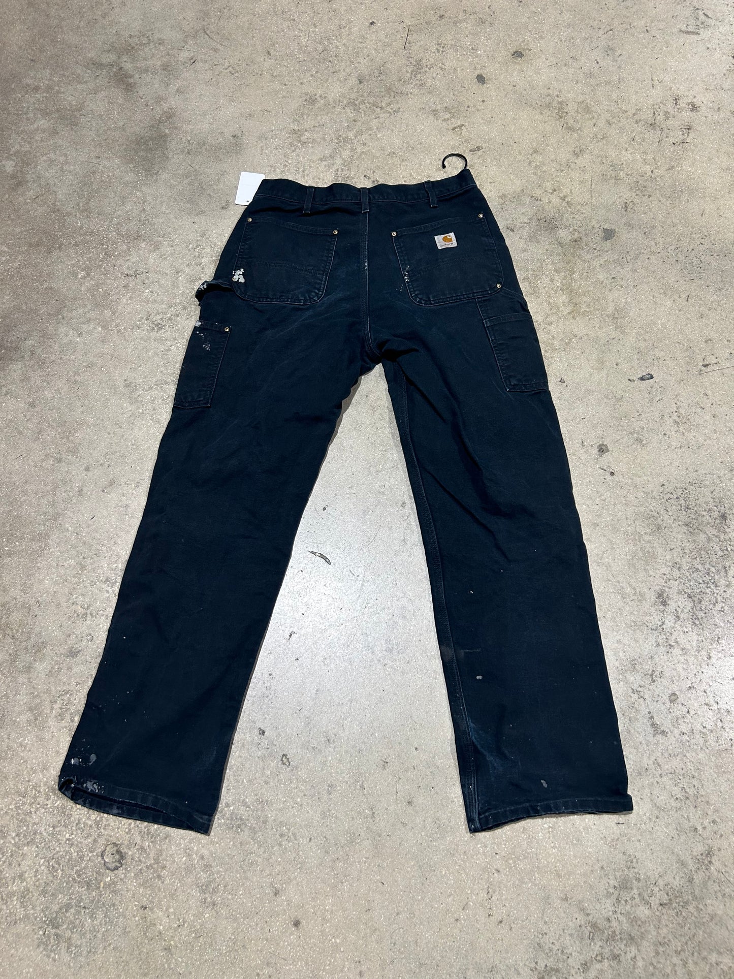 Distressed/Paint Splatter Carhartt Double Knee Pants - Black Size 33x30