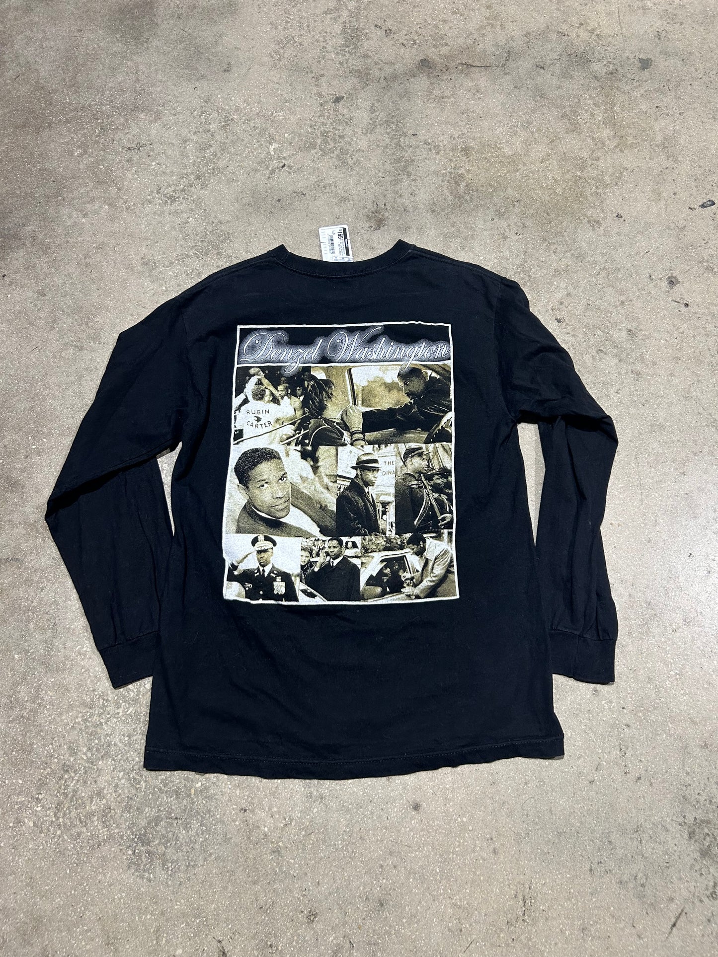 Denzel Washington Rap Long Sleeve Tee - Black Size Medium