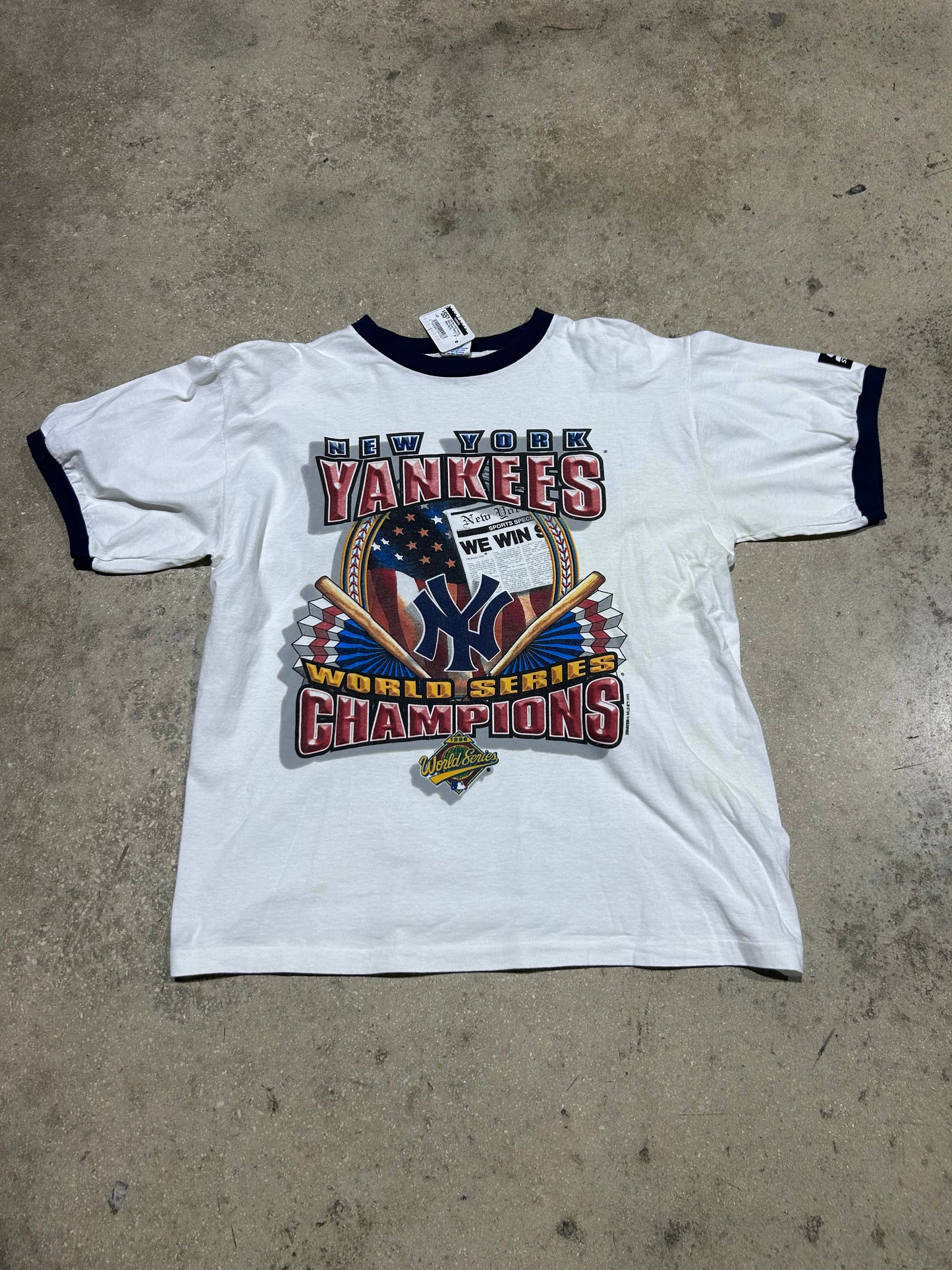 1996 New York Yankees World Series Ringer Tee - White Size XL