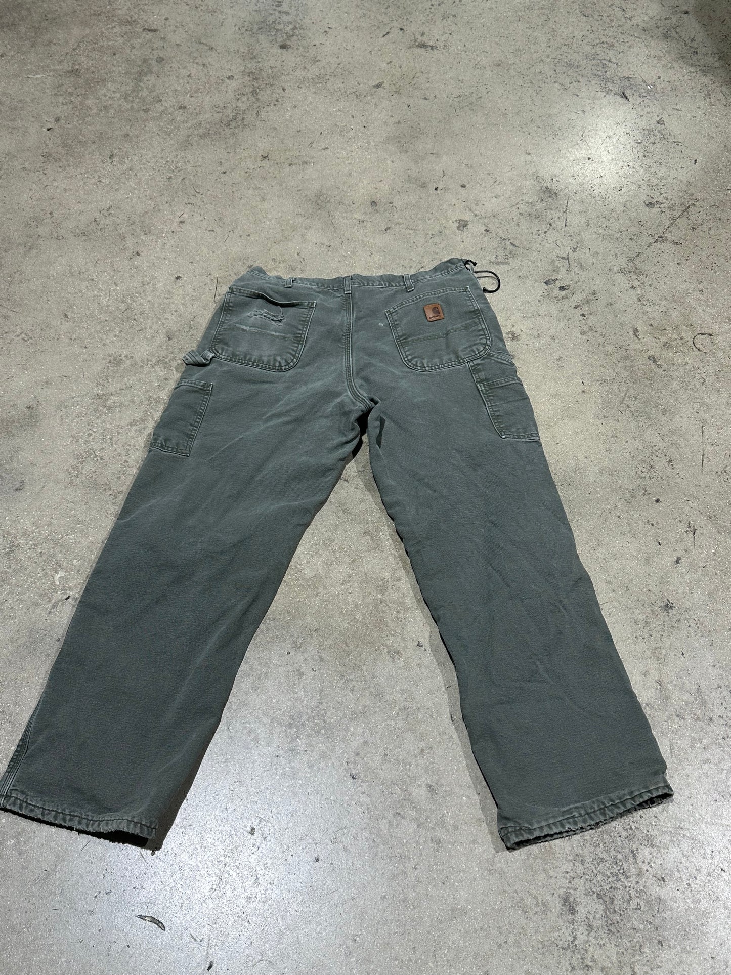 Carhartt Plaid Liner Carpenter Pants - Olive Size 36x30