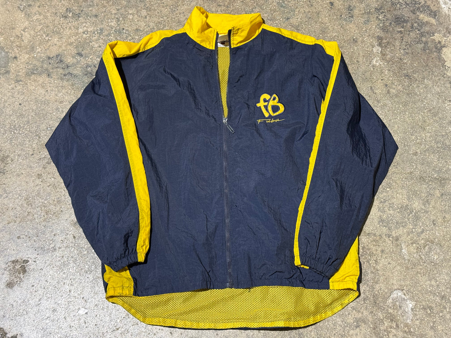 90s FUBU Windbreaker Jacket - Navy/ Yellow Size Large