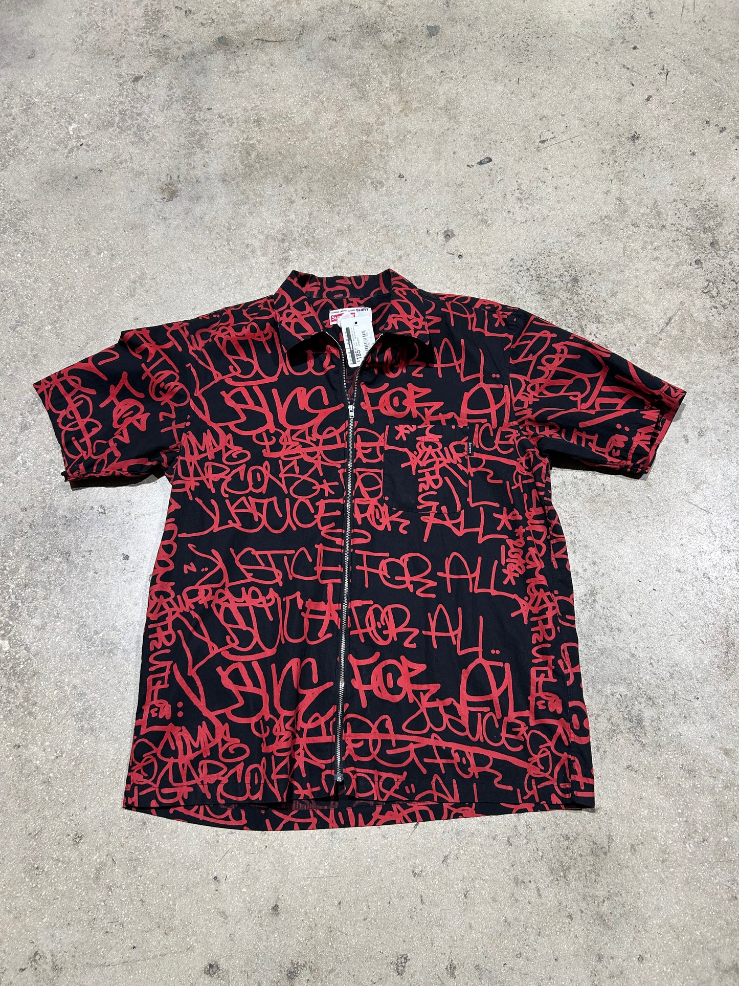 CDG x Supreme Zip Up Shirt - Black/Red Size Large(con)