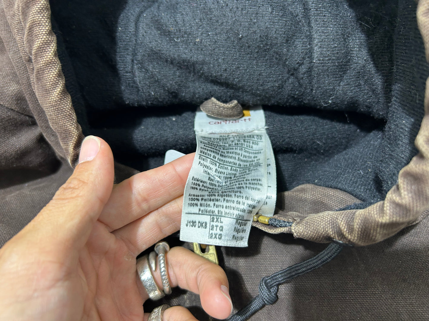 Carhartt Hooded Work Jacket - Brown Size XXL