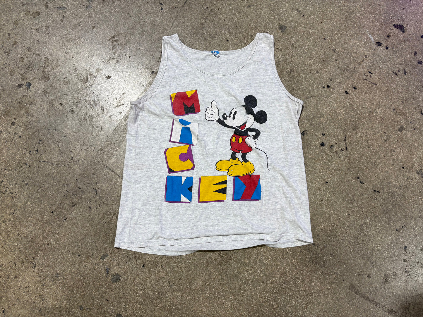 Disney Mickey Mouse Block Letters Tank Top - Grey Size XL