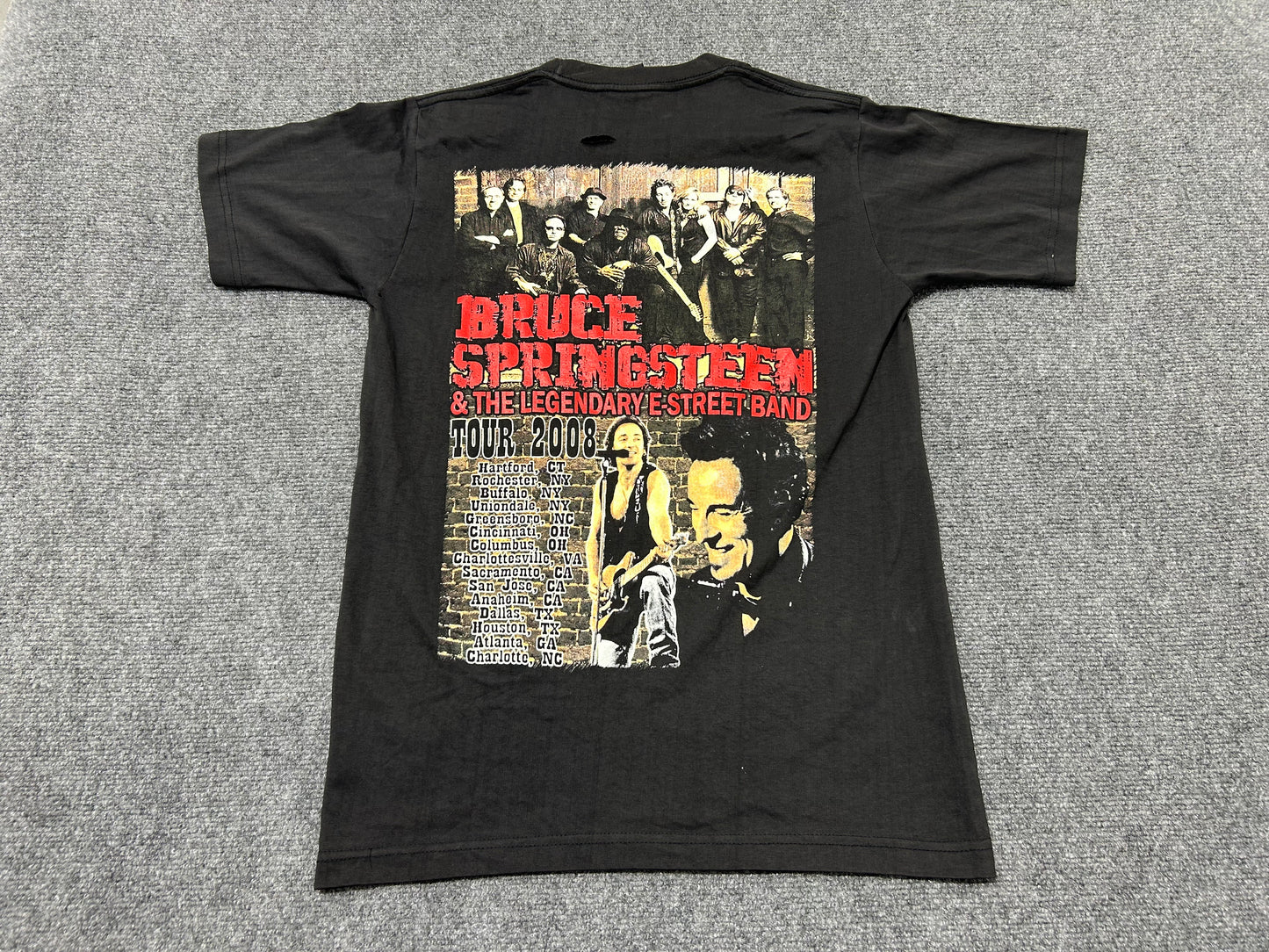 2008 Bruce Springsteen And The E-Street Band Tee DRYROT - Black Size Small(con)