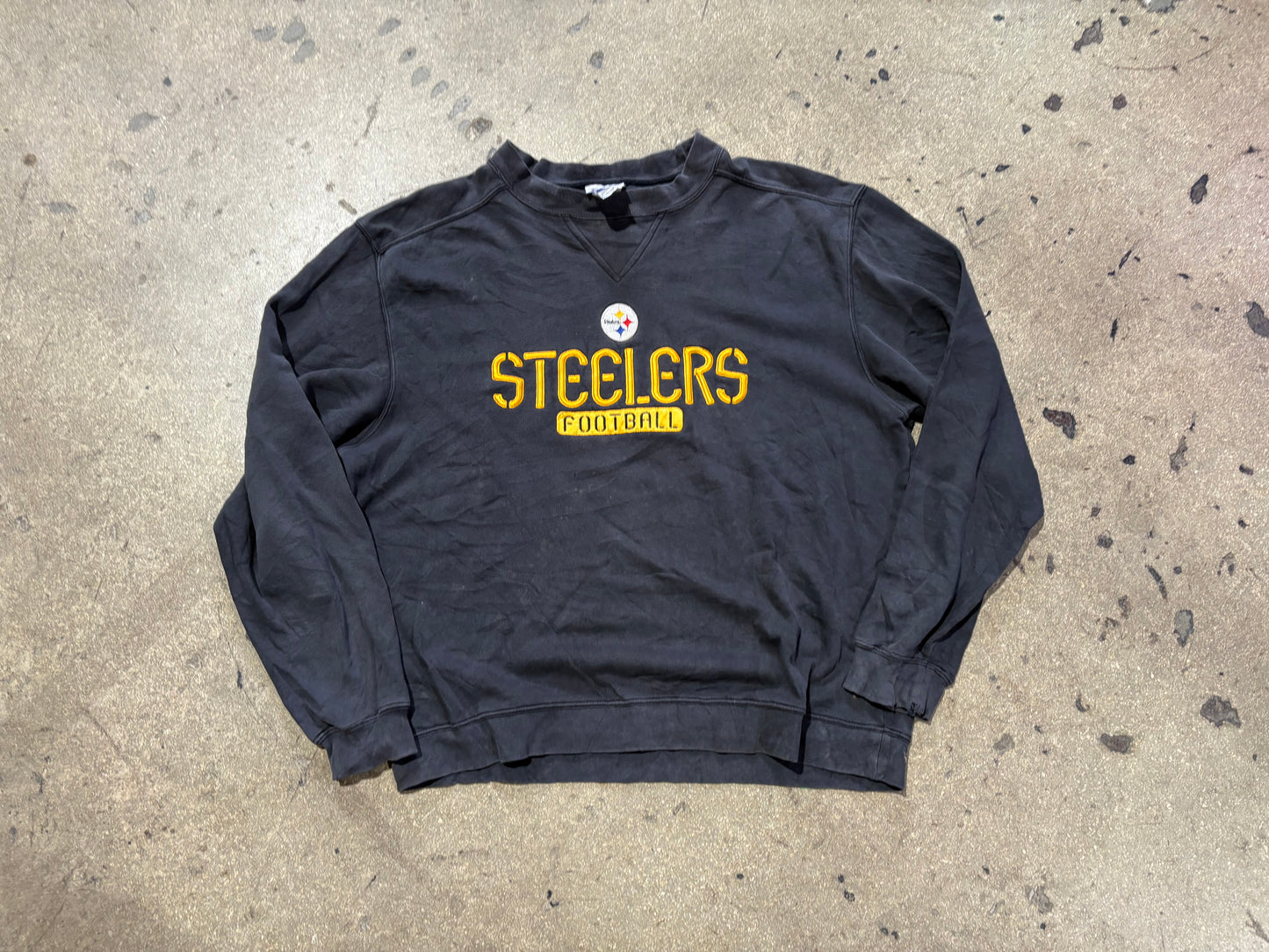 Reebok Pittsburgh Steelers Crewneck Sweatshirt - Faded Black Size Medium