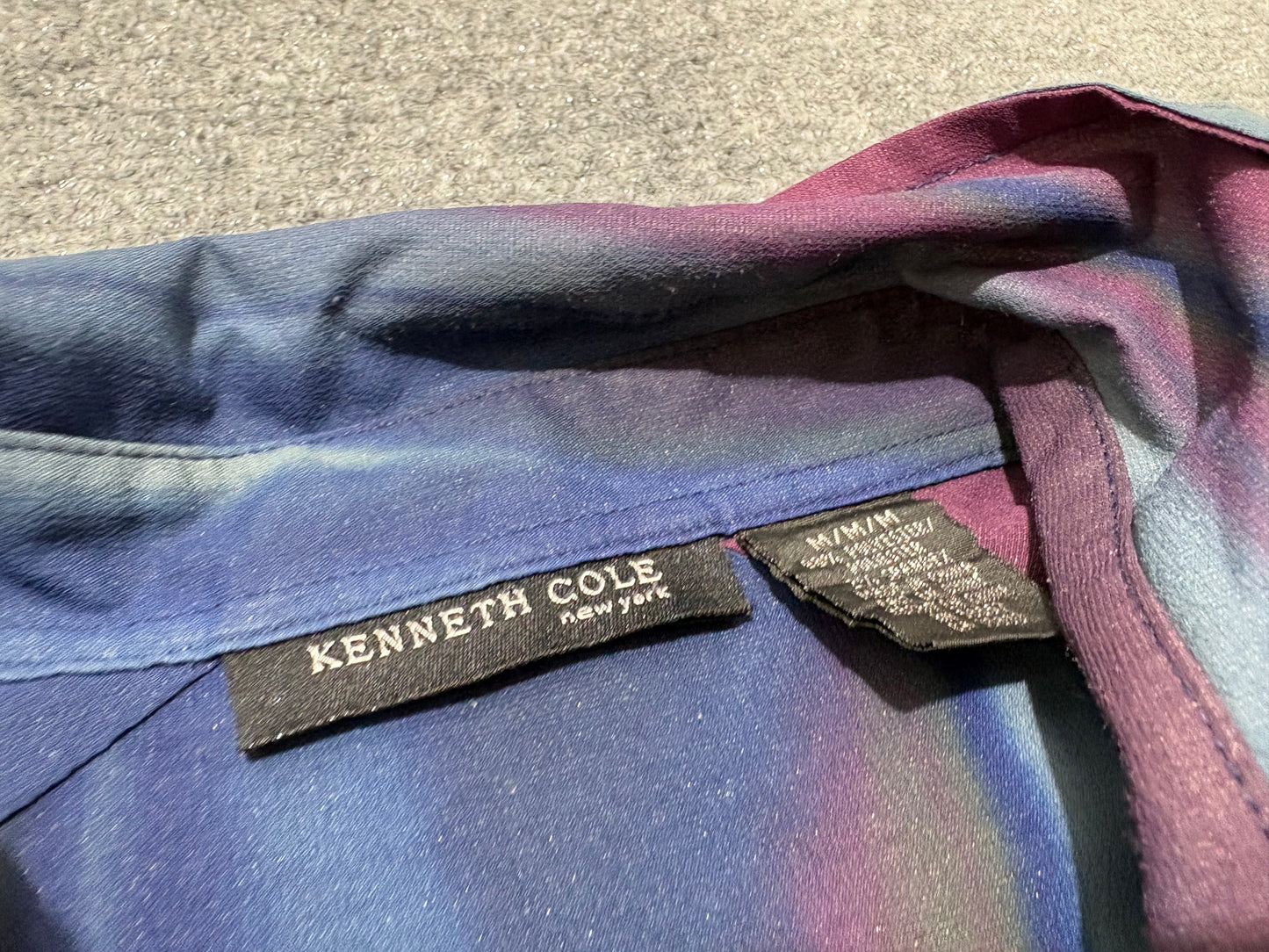 90s Kenneth Cole Silky Button Up Shirt - Blue Size Medium