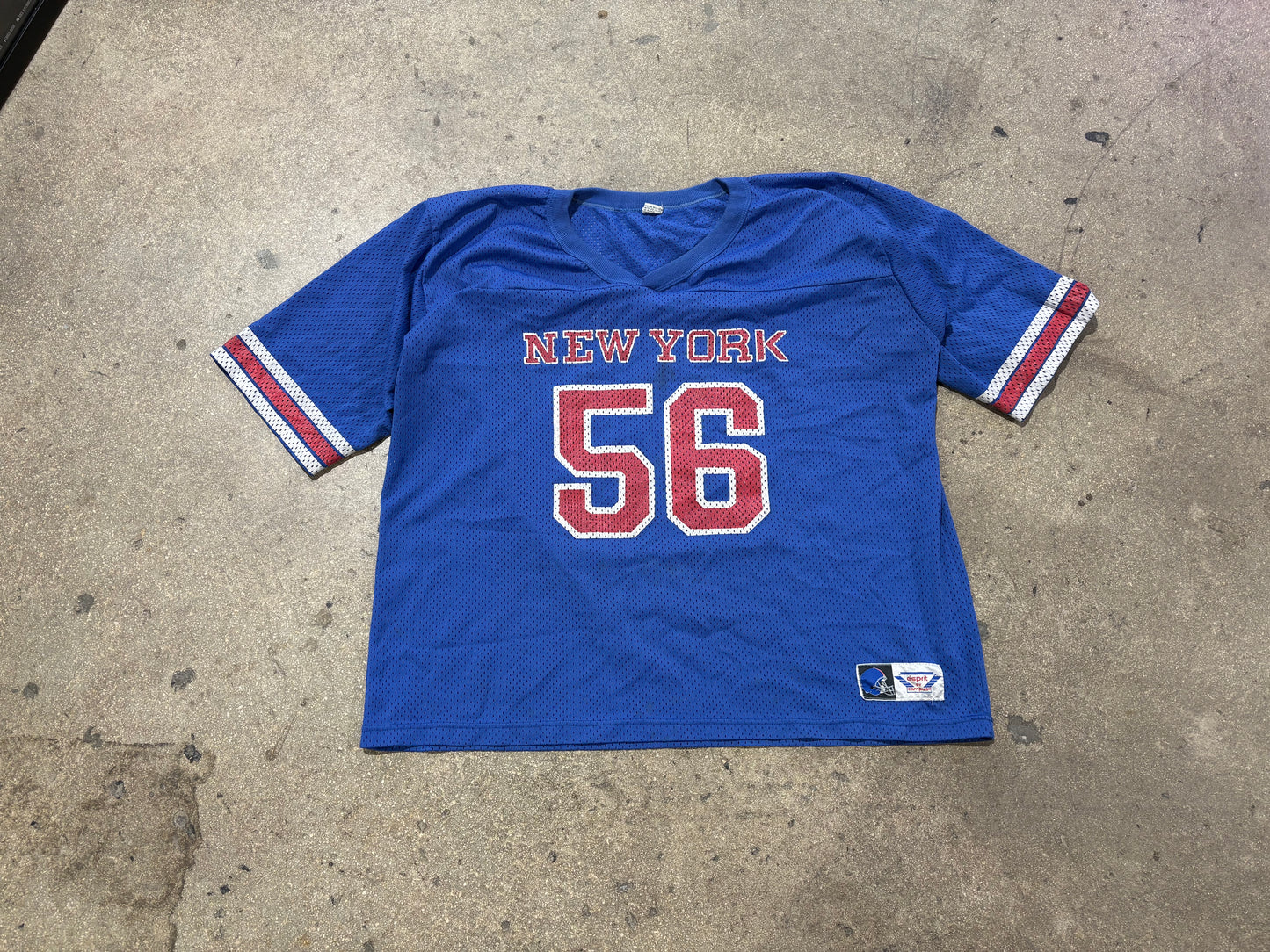 80s New York Giants Mesh Cropped Football Jersey - Blue Size XXL