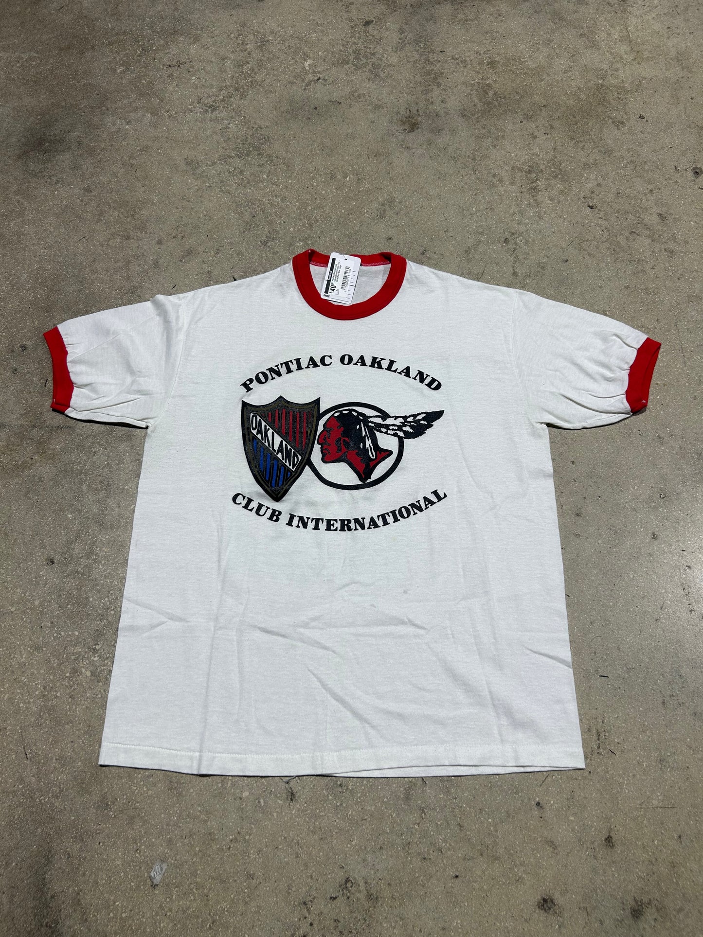 Pontiac Oakland Club International Ringer Tee - White/Red Size Large