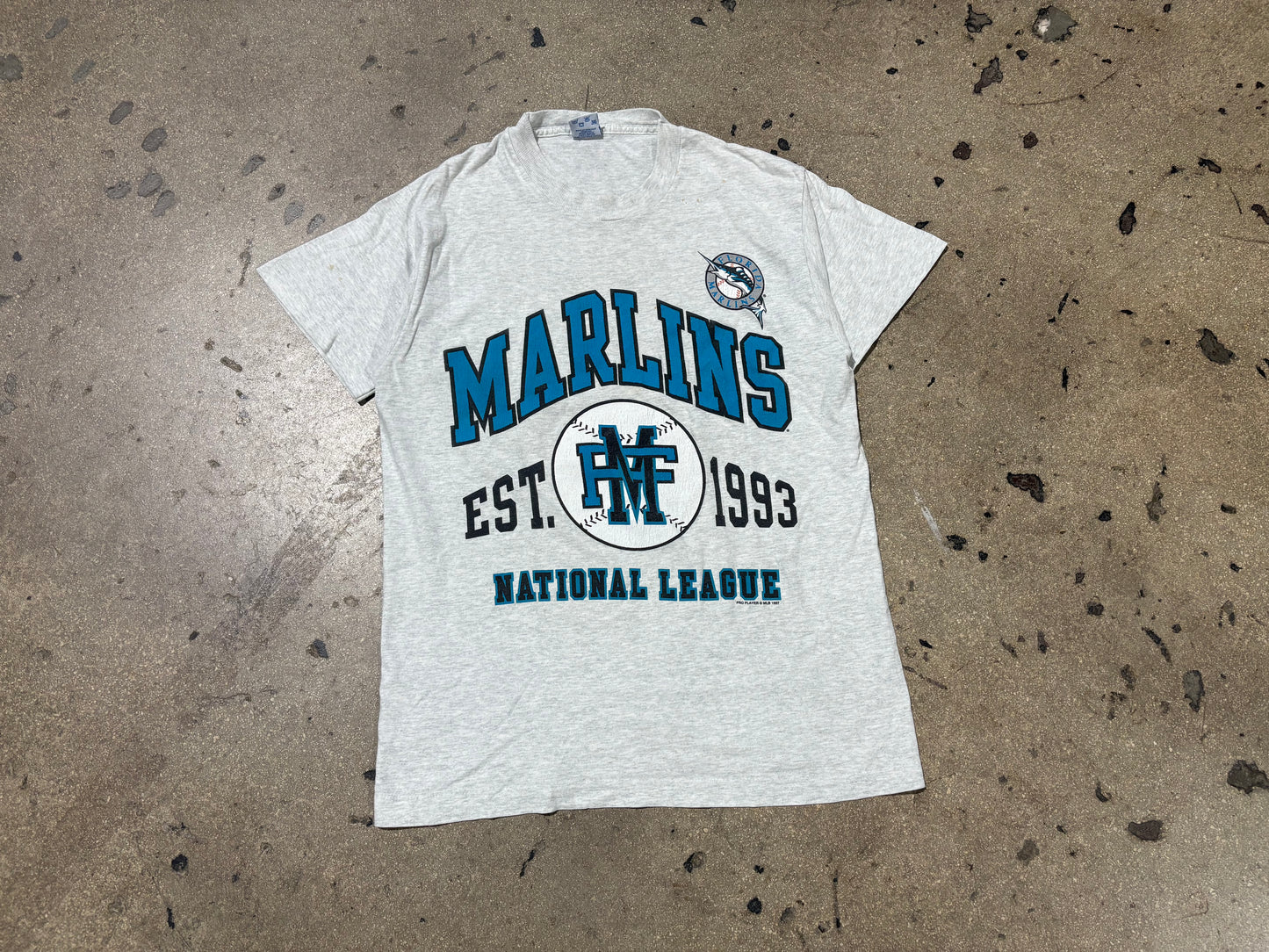 1997 Salem Florida Marlins Tee - Grey Size Medium