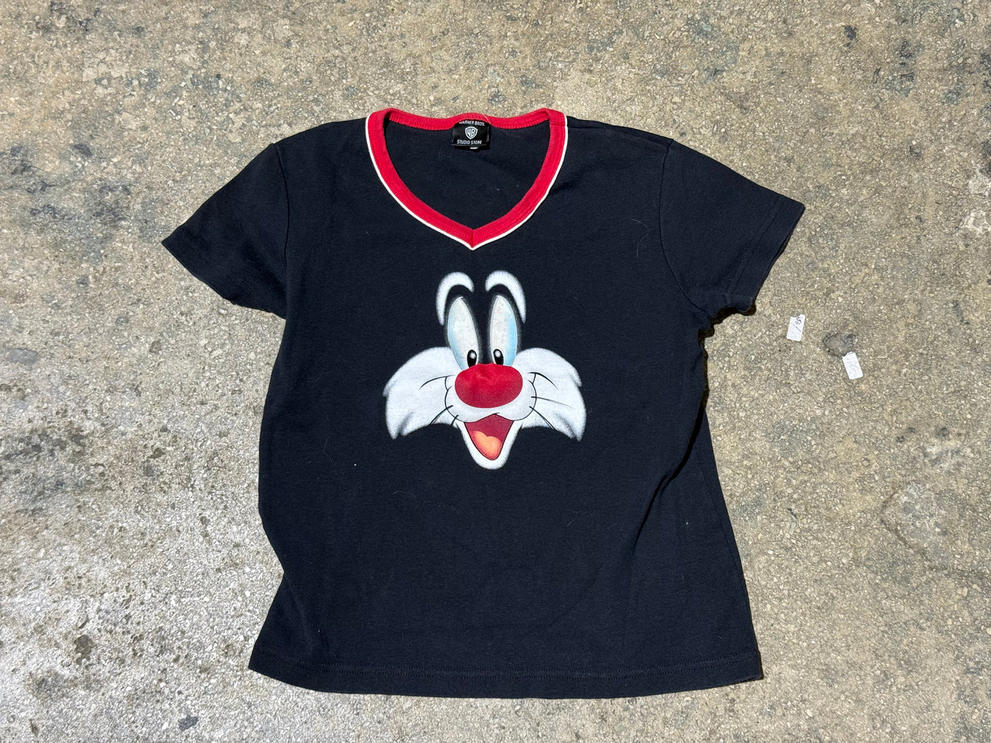 Womens 1993 Sylvester Ringer V Neck Tee - Black Size Large