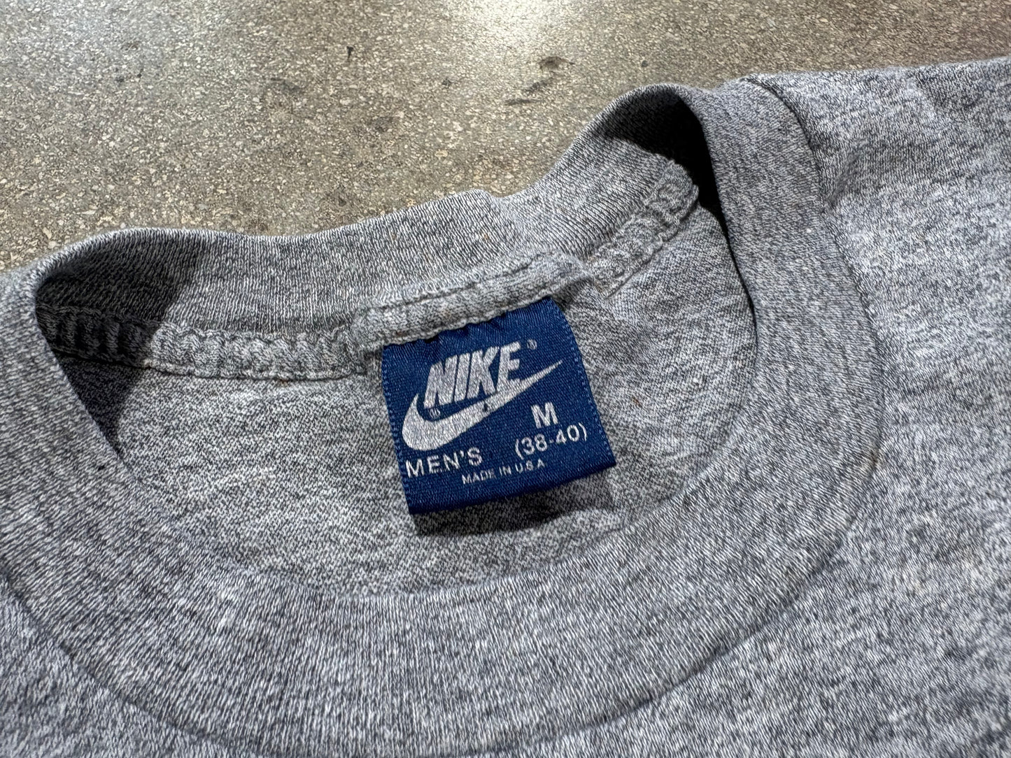 80s Nike Spell Out Logo Tee - Grey Size Medium