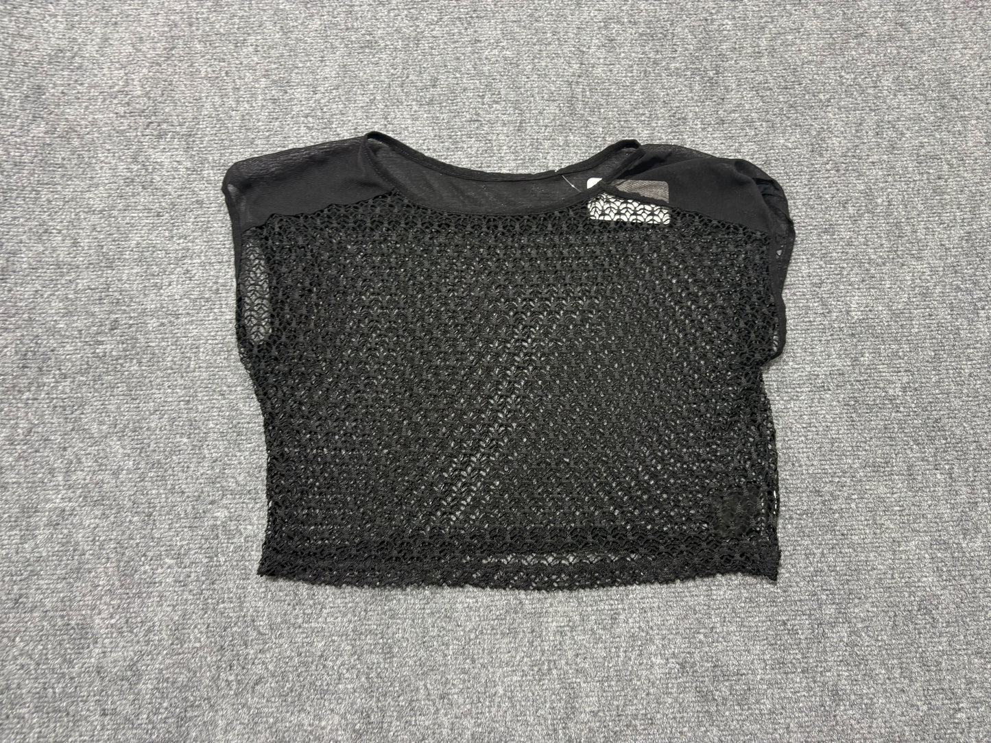 Bebe Lace Mesh Crop Top - Black Size Medium