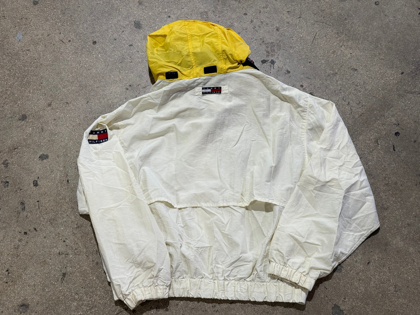 Tommy Hilfiger Packable Hood Jacket - White/Yellow/Navy Size XL