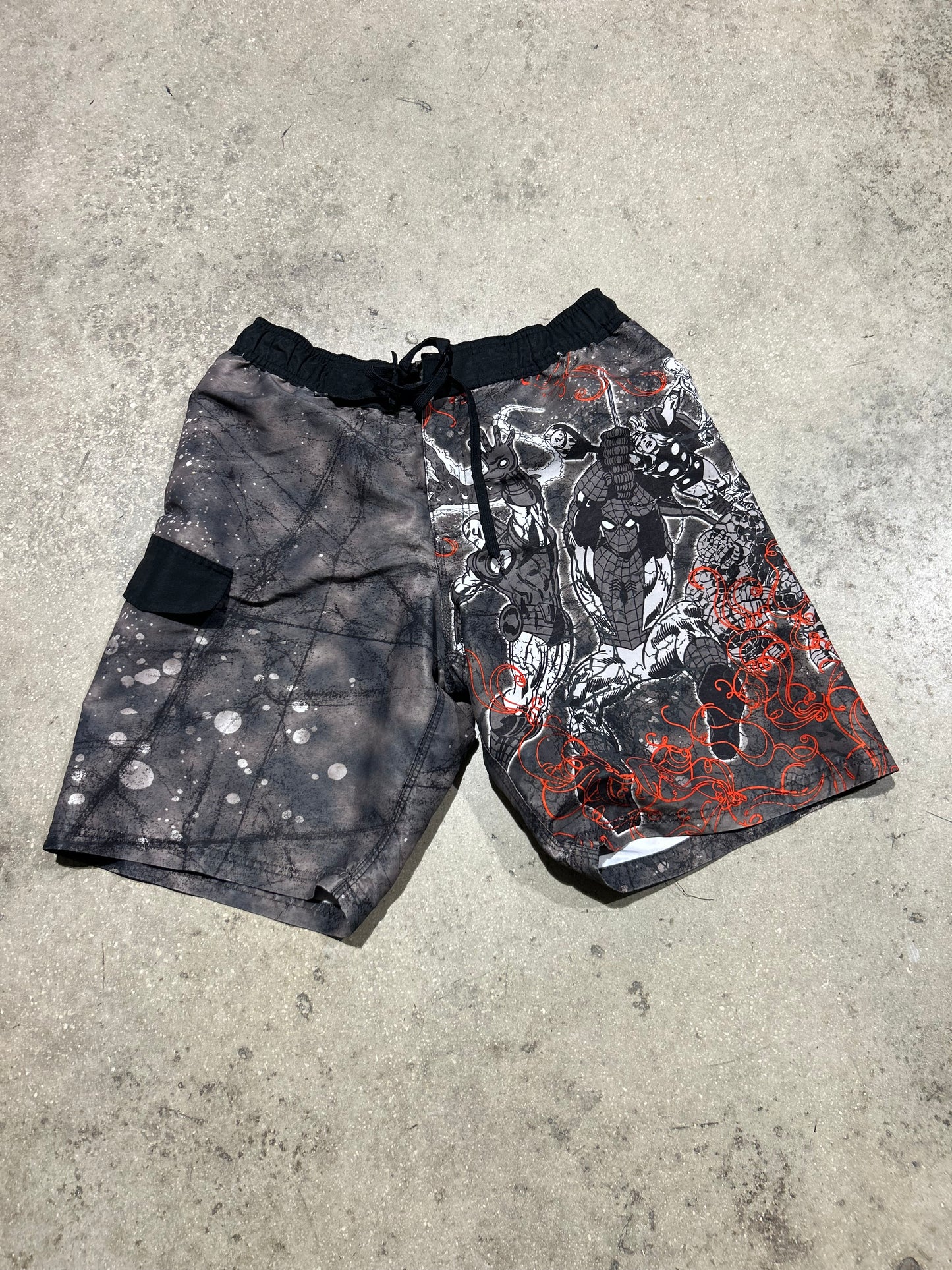 Marvel Universe Swim Shorts - Black/Grey Size Large