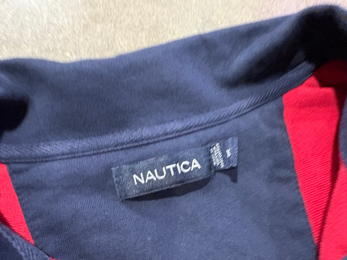 Nautica Big Stripe Quarter Zip Jacket - Red / Navy Size XL