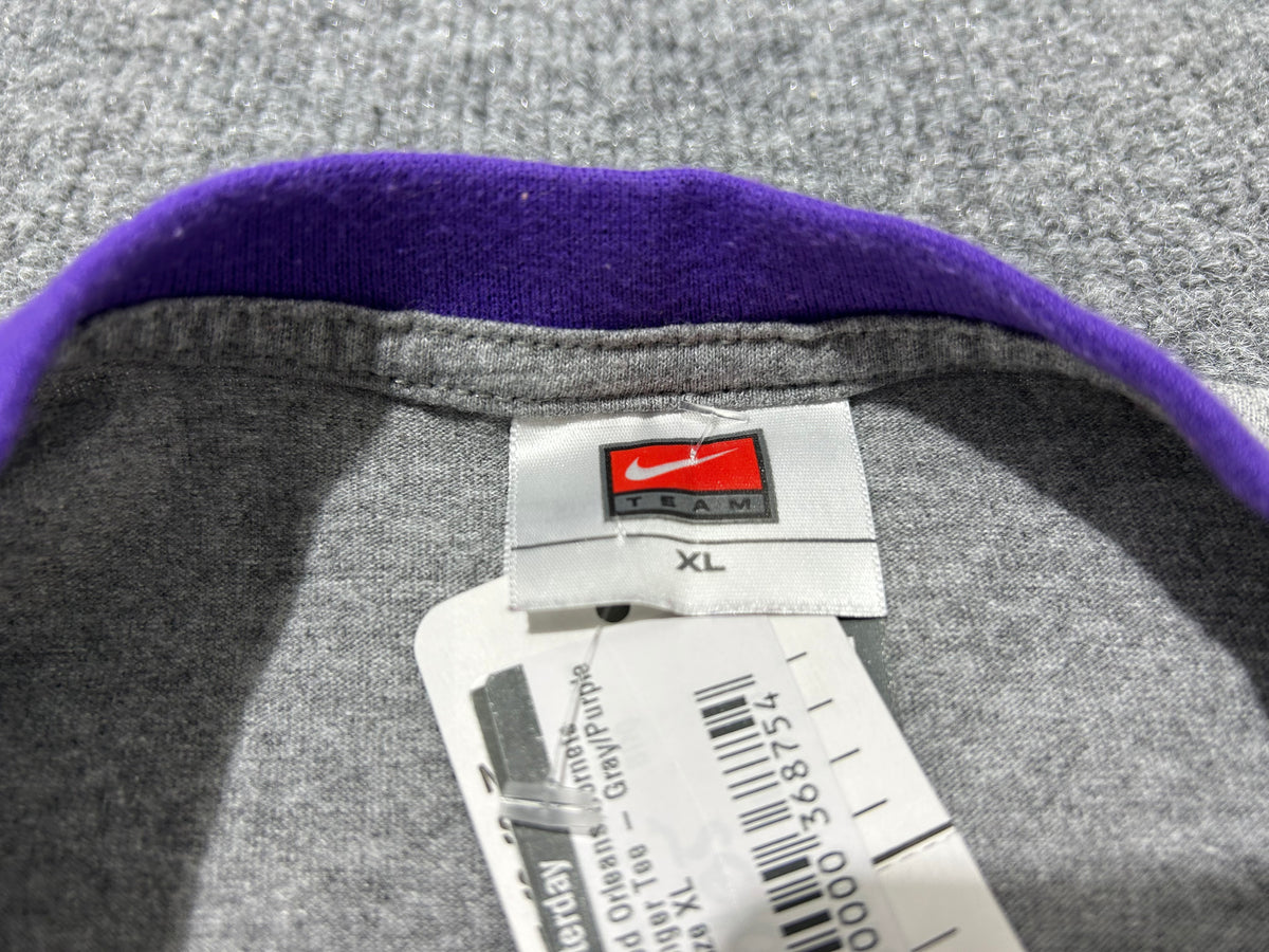 New Orleans Hornets Ringer Tee - Gray/Purple Size XL