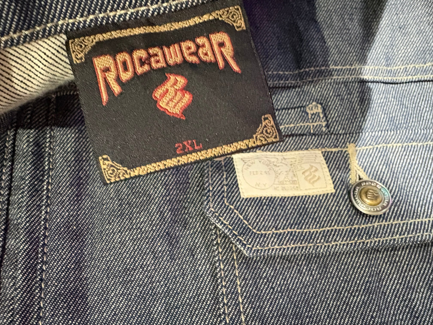 Rocawear Denim Work Jacket - Navy/Khaki Size XXL