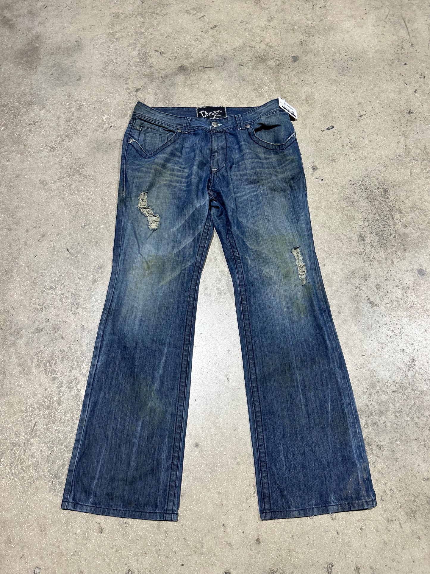 Distressed Divison E Jeans - Dark Blue Size 36