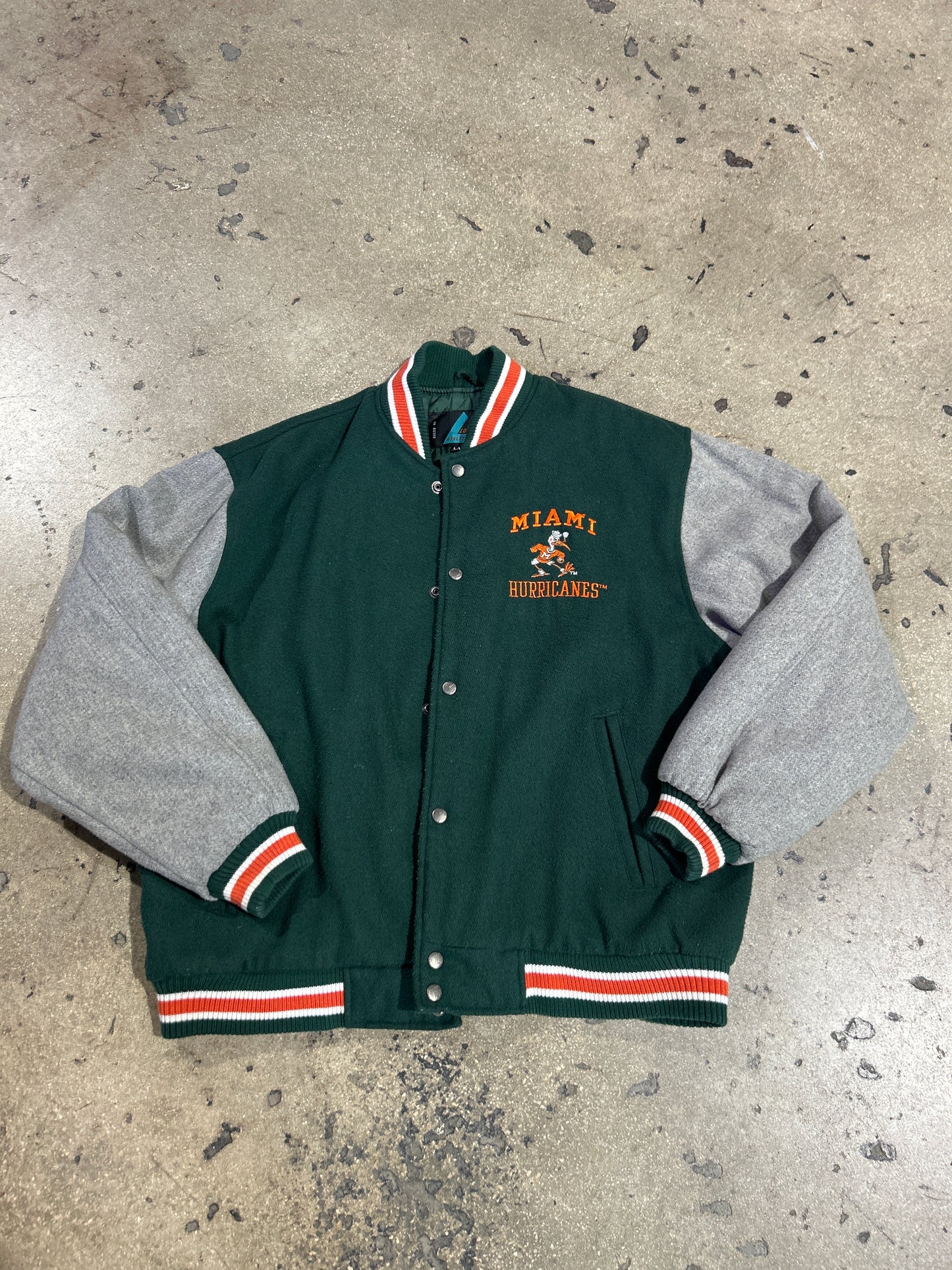 Miami Hurricanes Jacket - Green/Grey Size Large