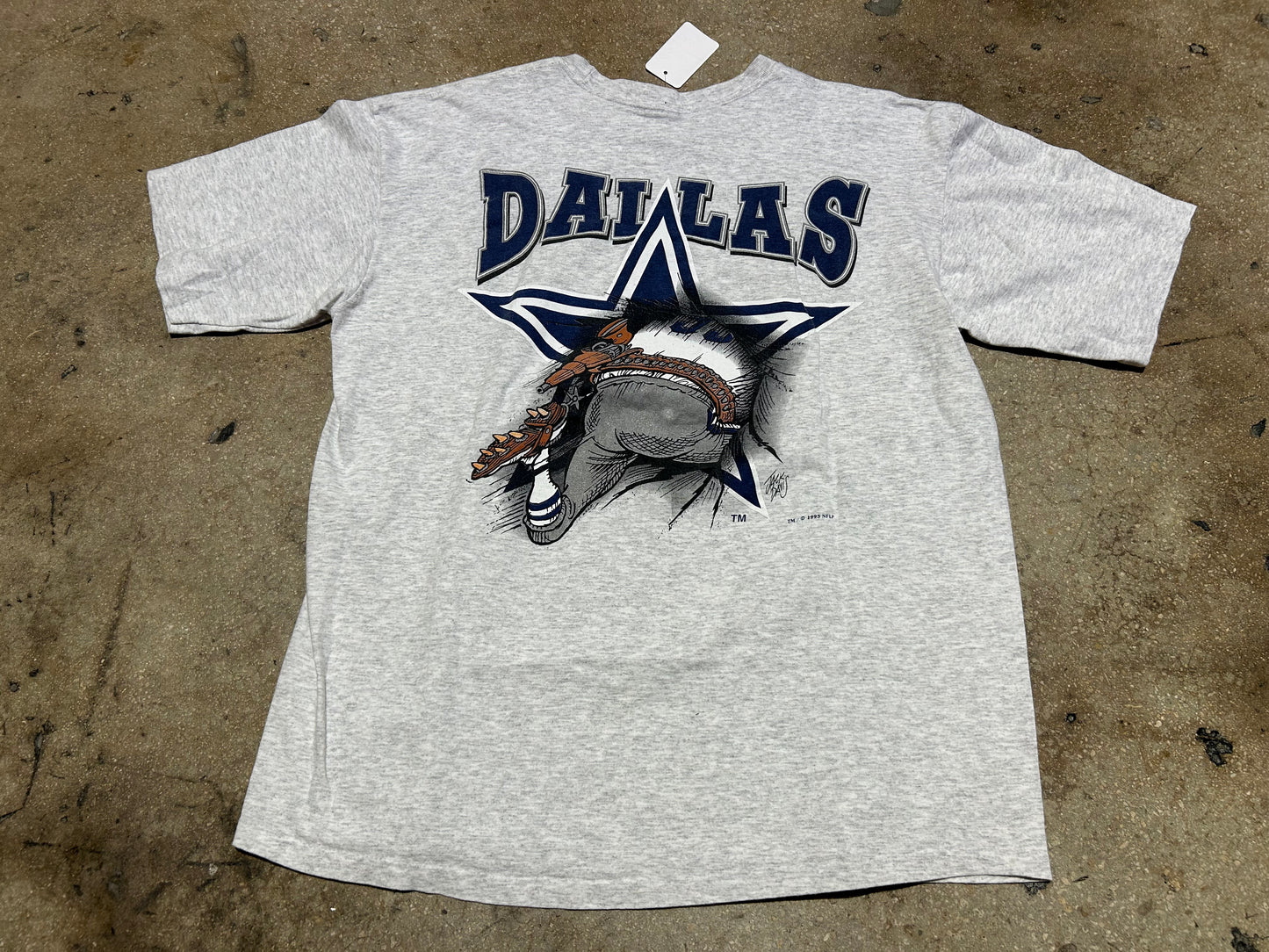 1993 Dallas Cowboys Break Through Tee - Gray Size XL