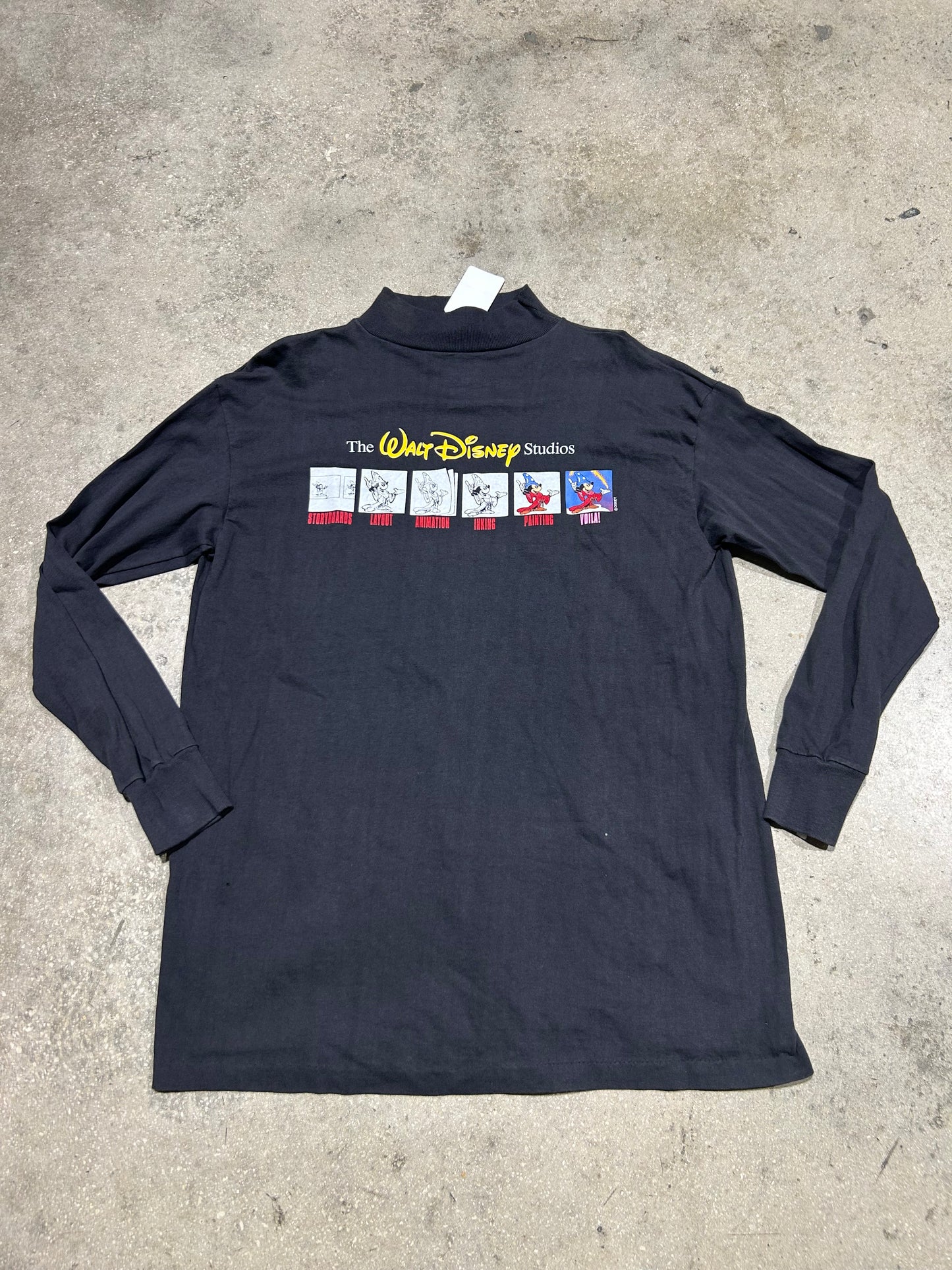 Walt Disney Process Long Sleeve Mock Tee - Black Size XL