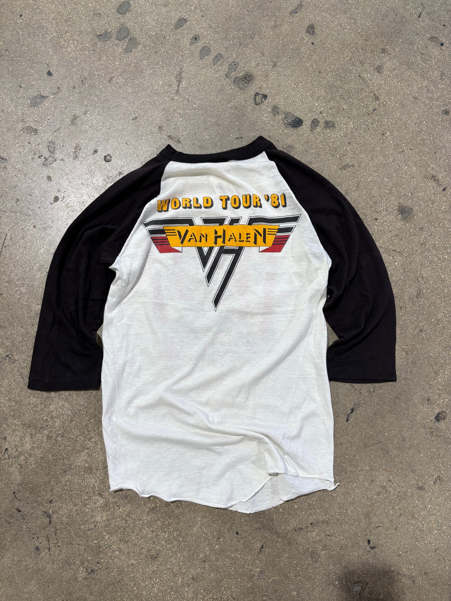 1981 Van Halen World Tour Raglan Tee - Black/White Size Medium