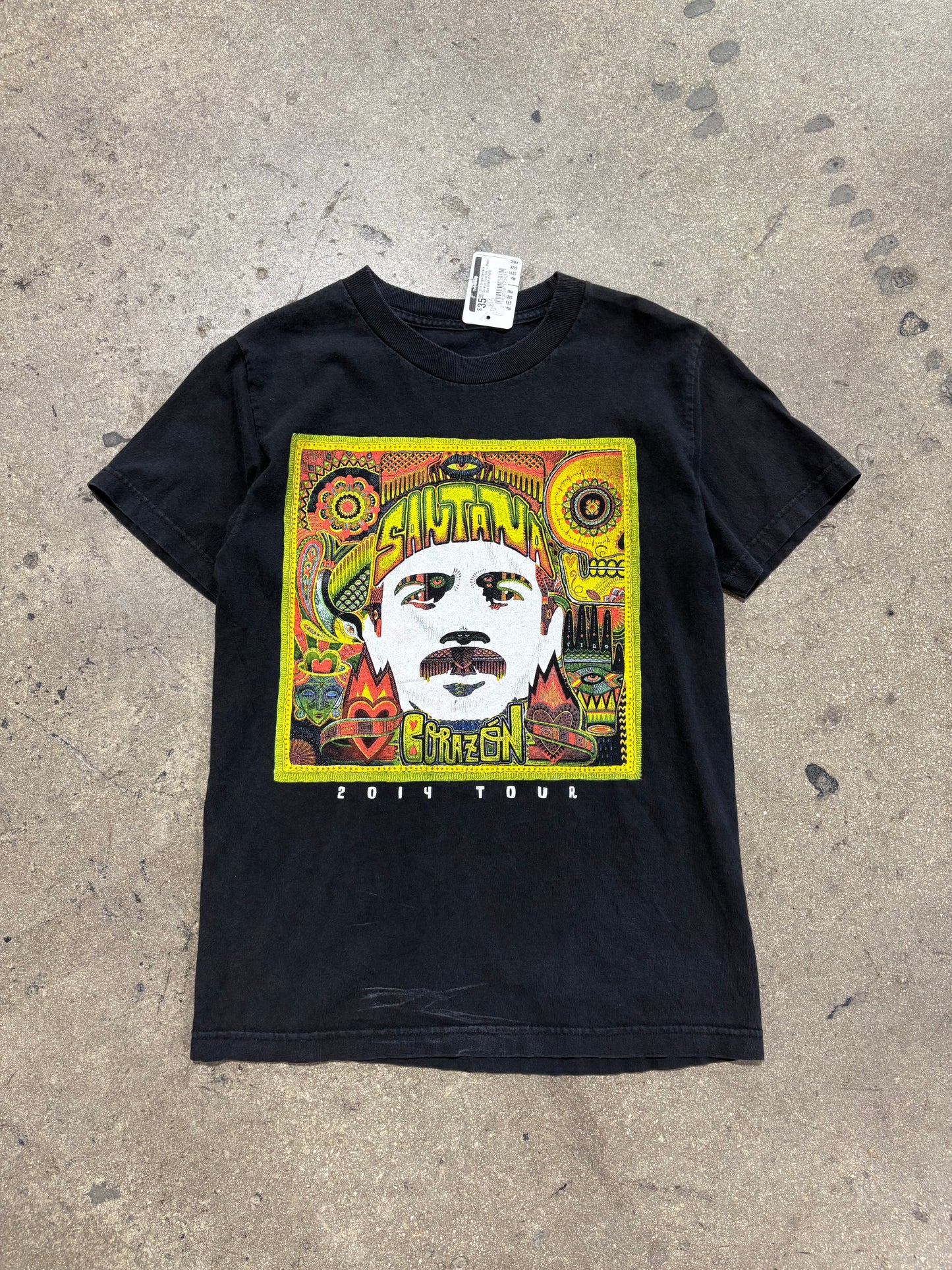2014 Carlos Santana Corazon Tour Tee - Black Size Small (17x25)