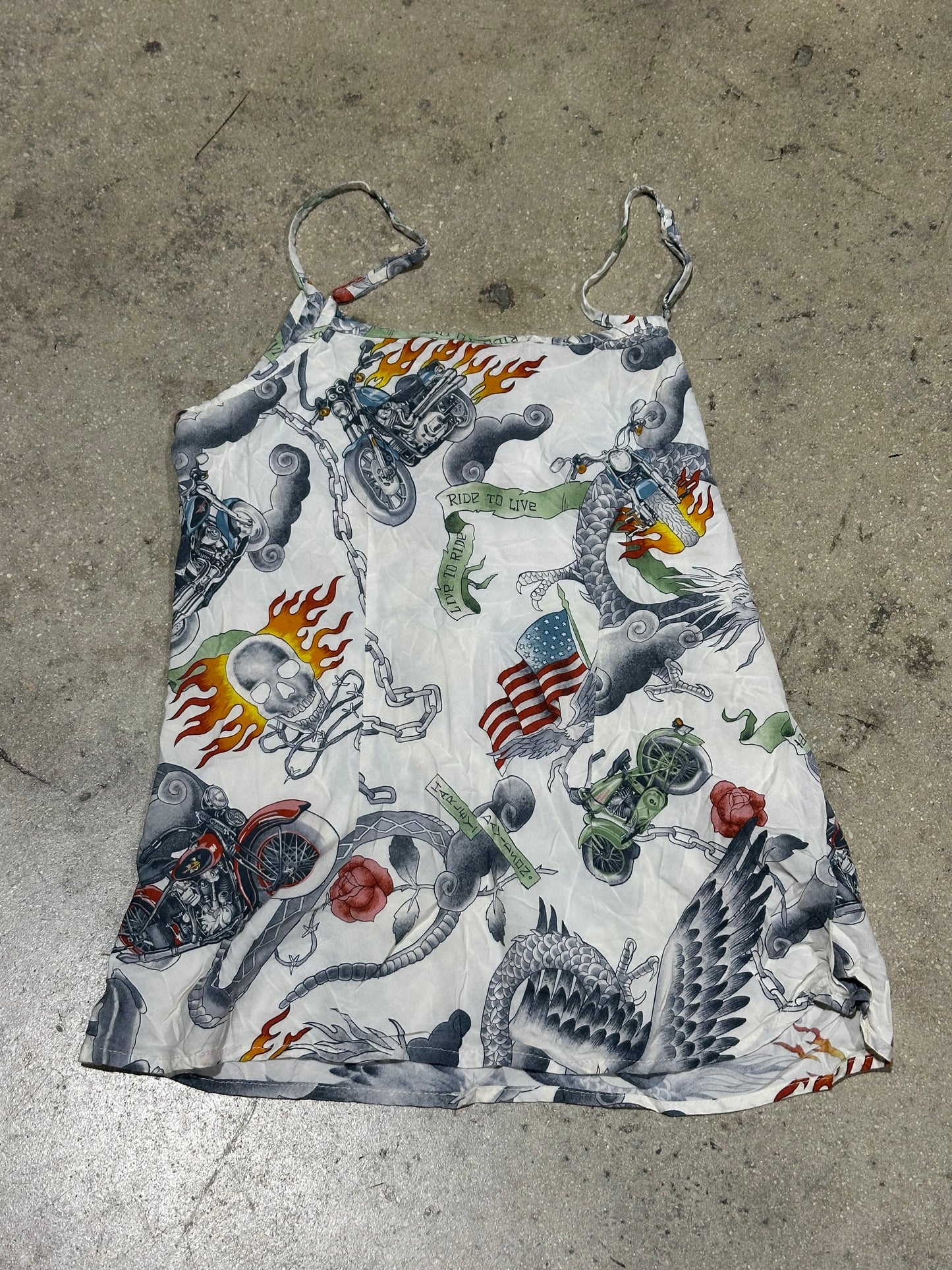 Women's Harley Davidson Top - White/Multi Size Medium