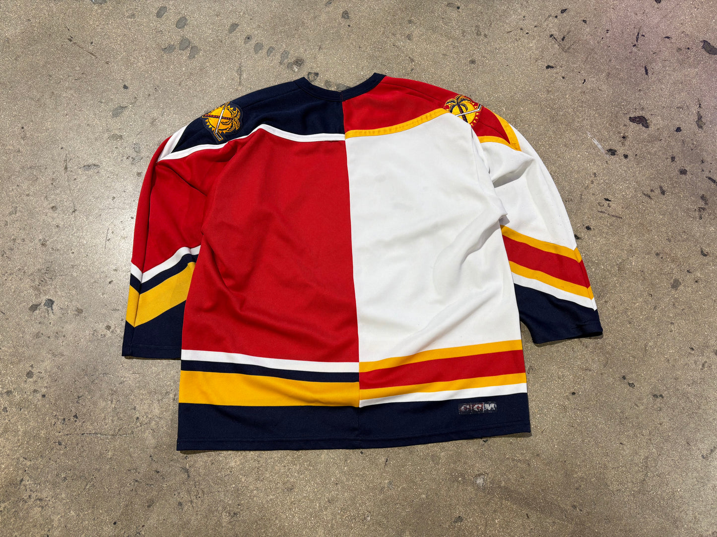 CCM Florida Panthers Split Hockey Jersey - Red/White Size Large