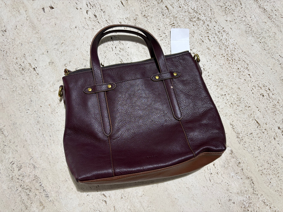 Fossil Felicity Leather Satchel Bag - Maroon