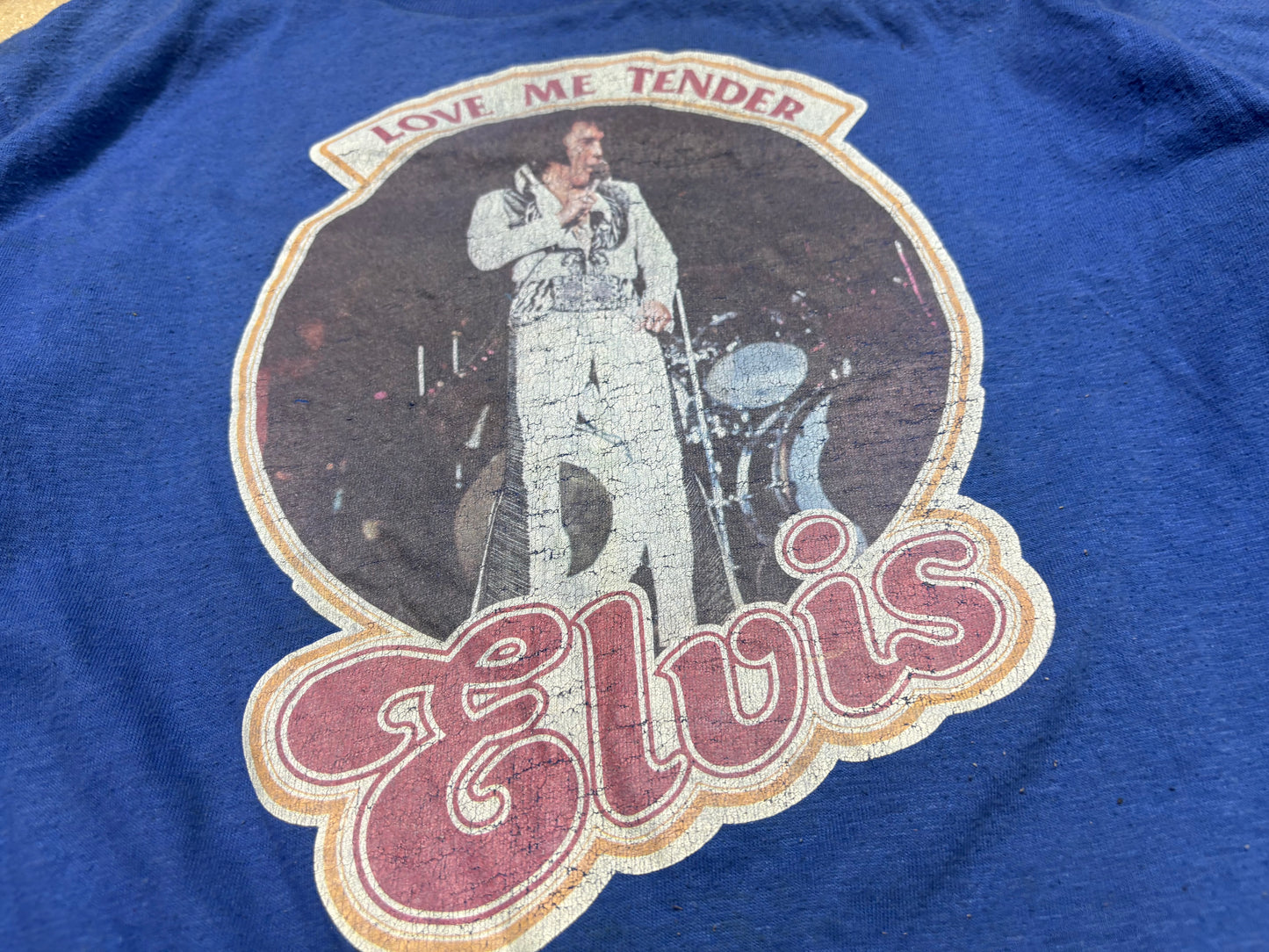 1977 Elvis Love Me Tender Tee - Blue Size Small