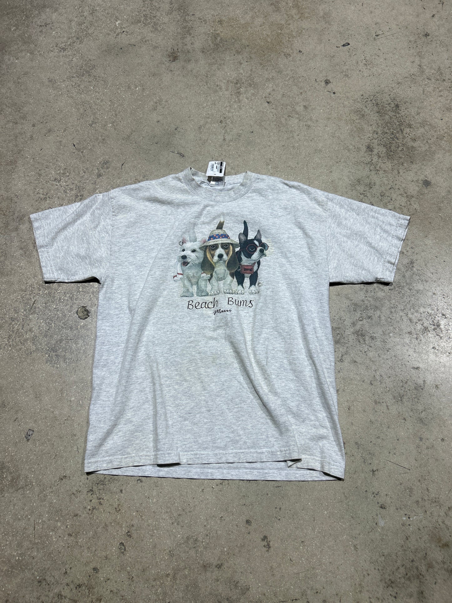 90s Beach Bums Dog Trio Tee - Ash Grey Size XL