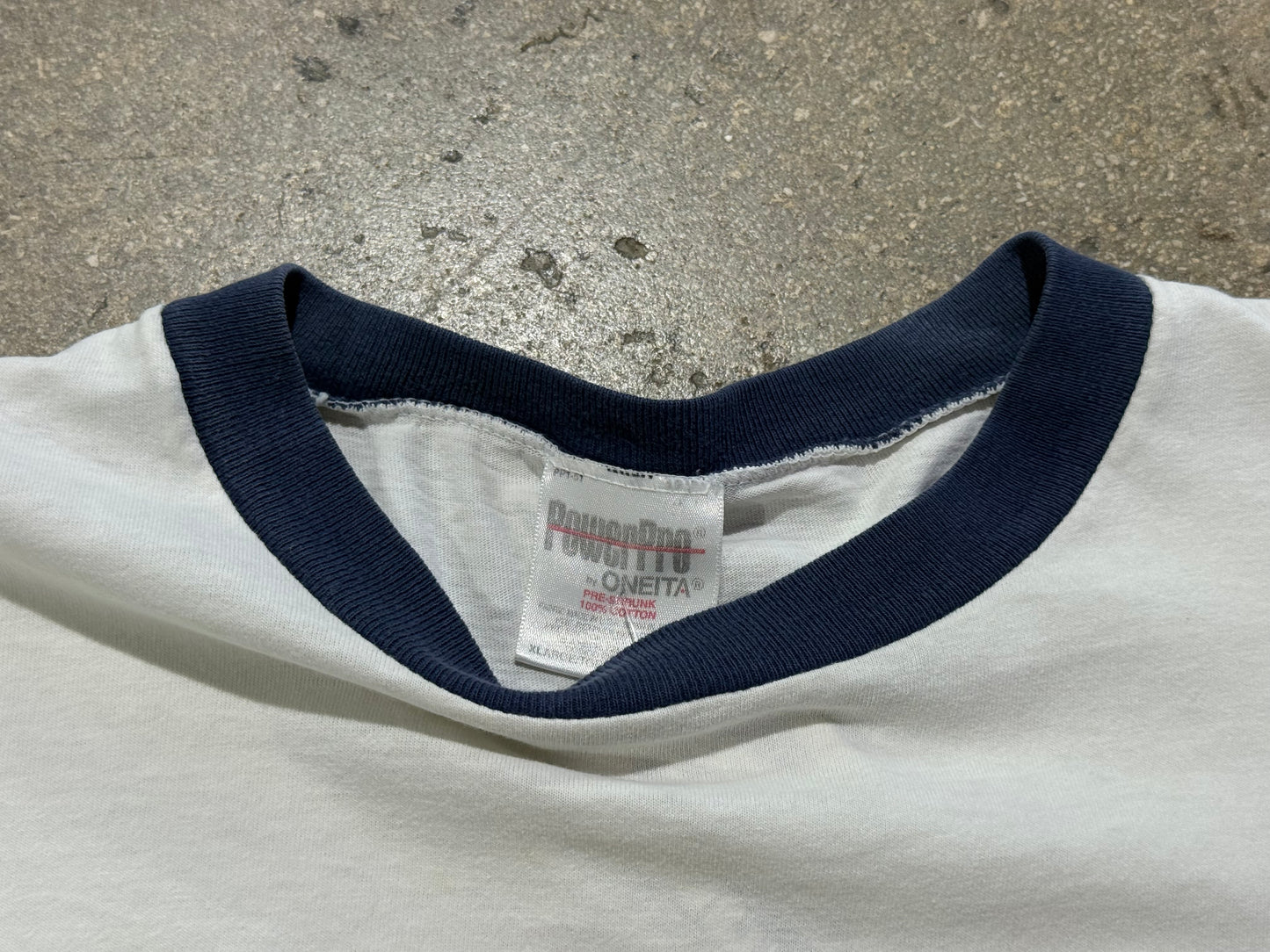 1996 PEZ Candy Ringer Tee - White/Navy Size XL