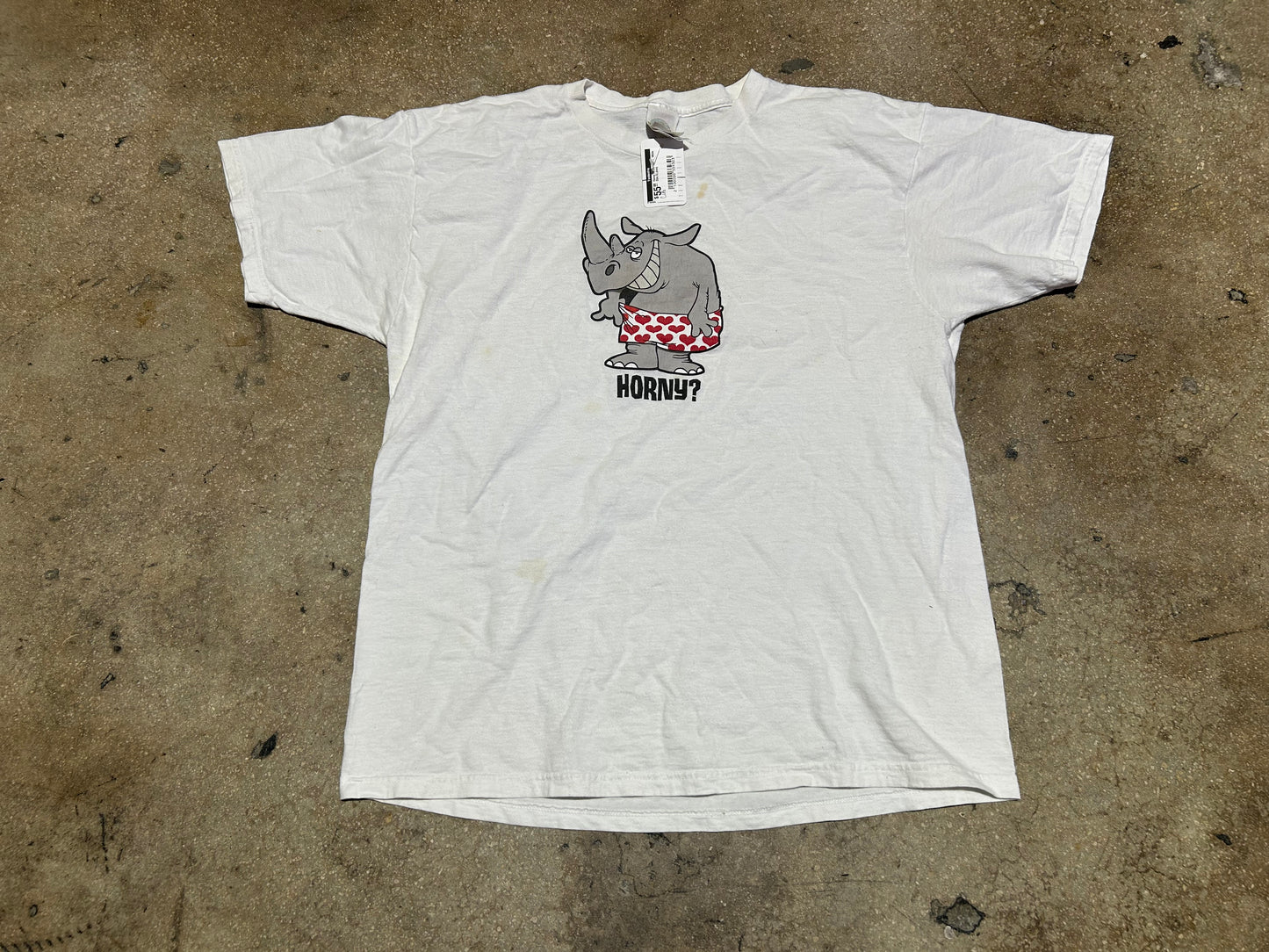Horny Rhino Tee - White Size XL(con)