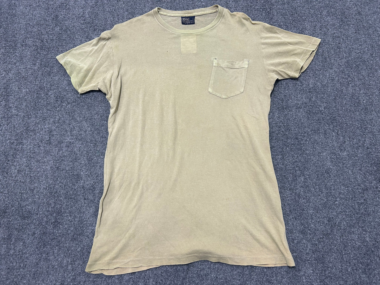 90s Polo Ralph Lauren Single Stitch Pocket Tee - Olive Size Large