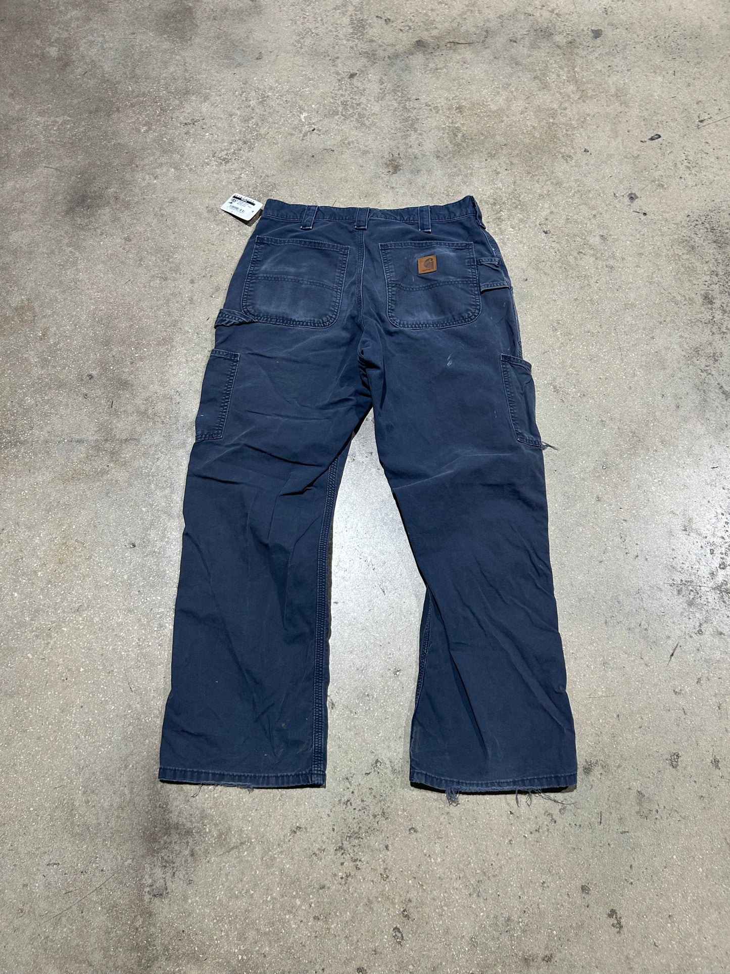 Distressed Carhartt Carpenter Pants - Faded Navy Size 32x30
