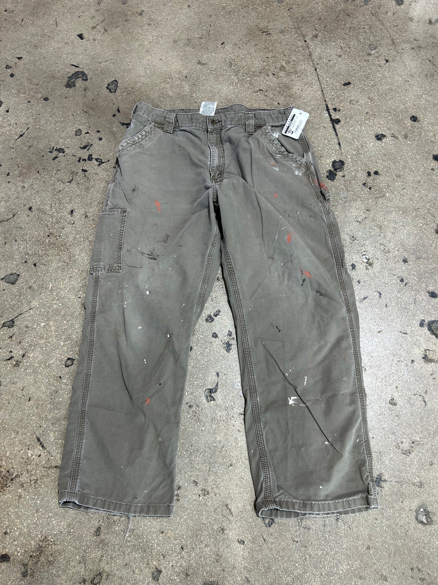 Distressed Carhartt Carpenter Pants - Faded Grey Size 36x30