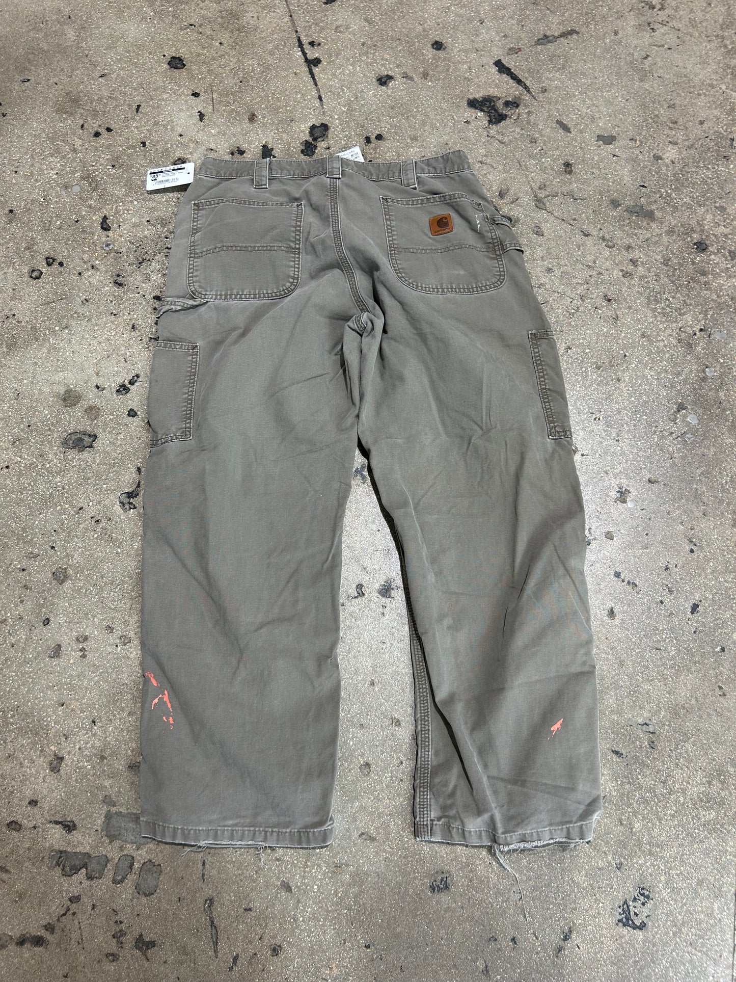 Distressed Carhartt Carpenter Pants - Faded Grey Size 36x30