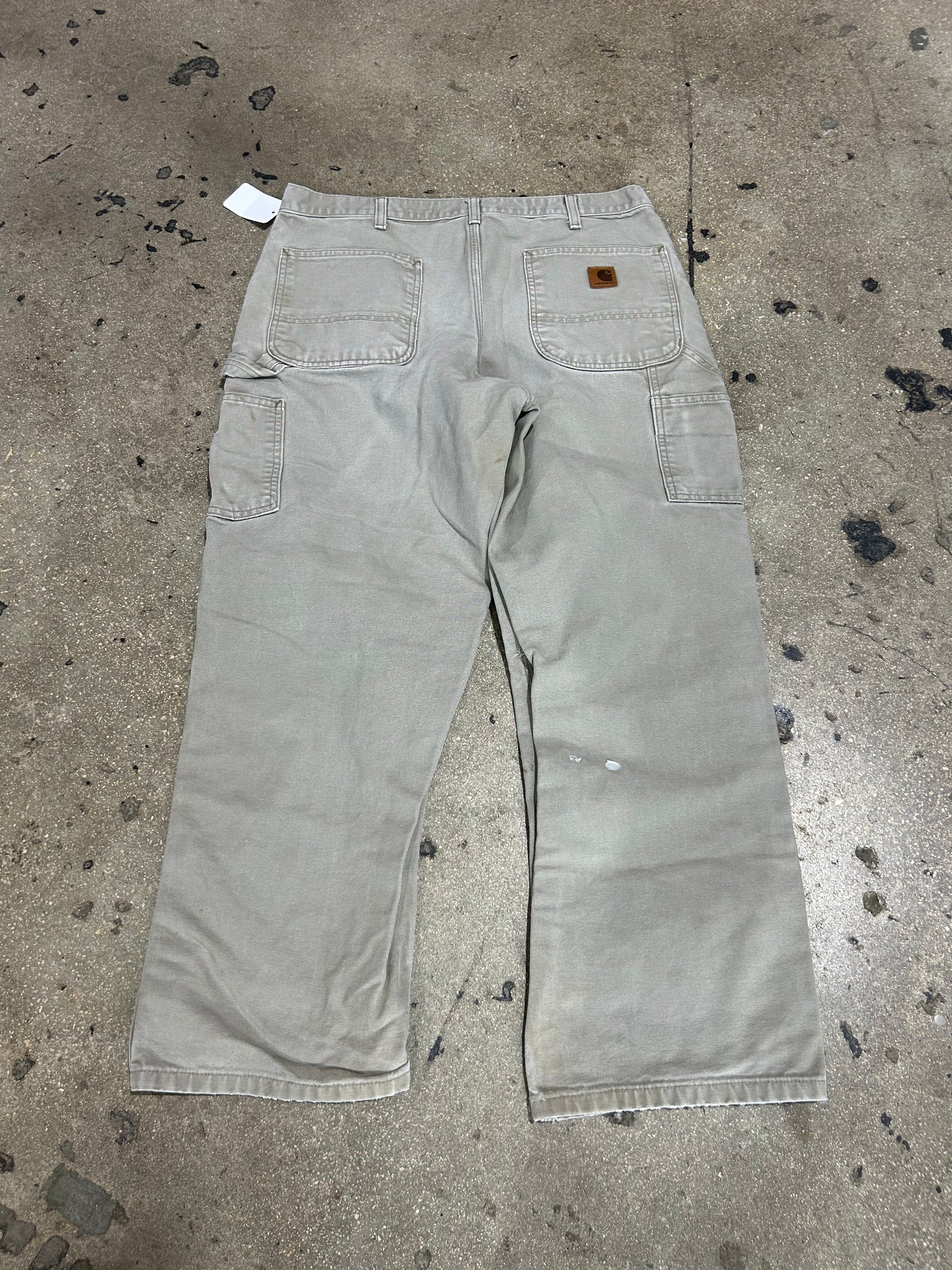 Distressed Carhartt Carpenter Pants - Light Khaki Size 36x30