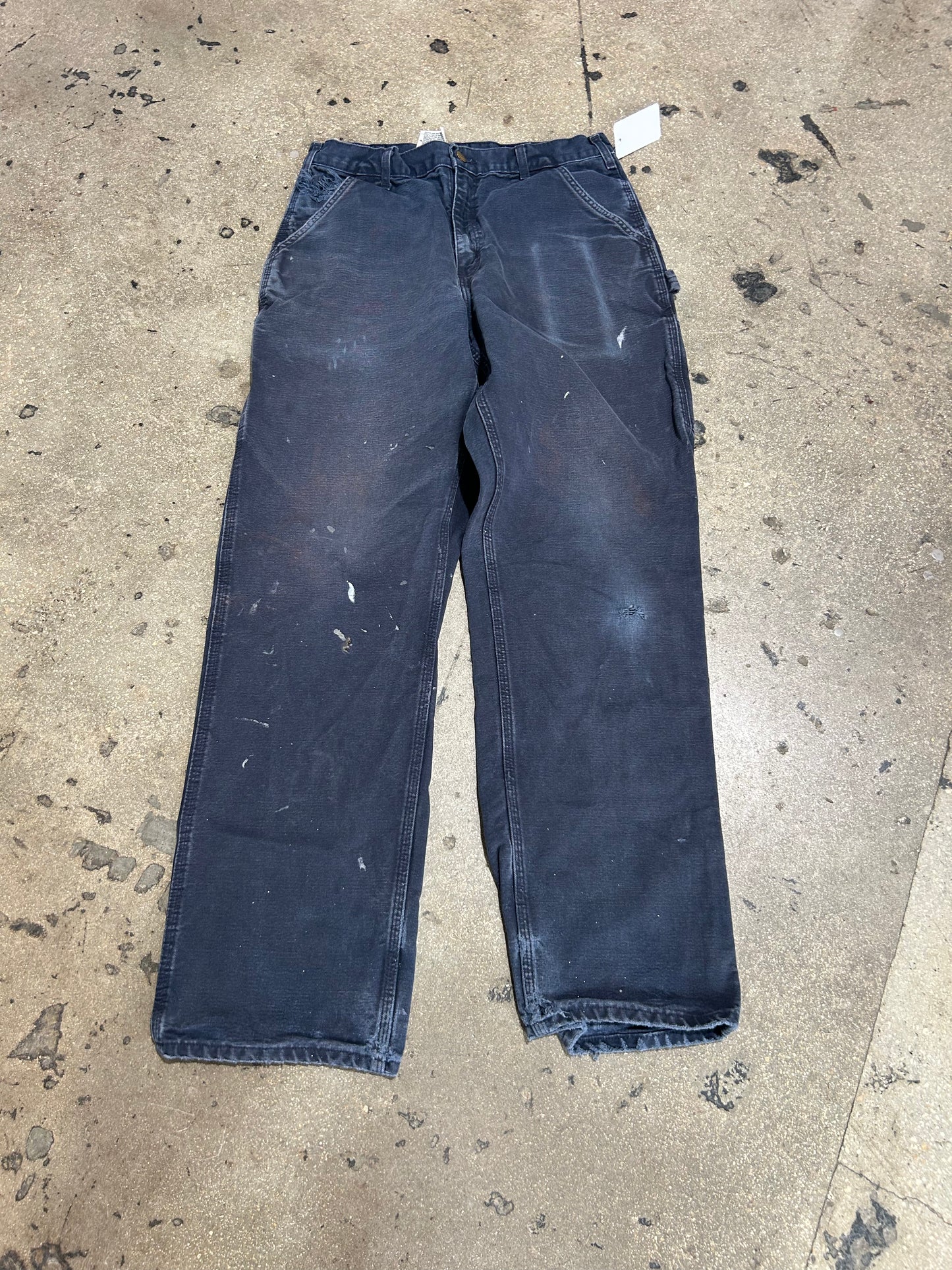 Distressed Carhartt Carpenter Pants - Faded Navy Size 34x34