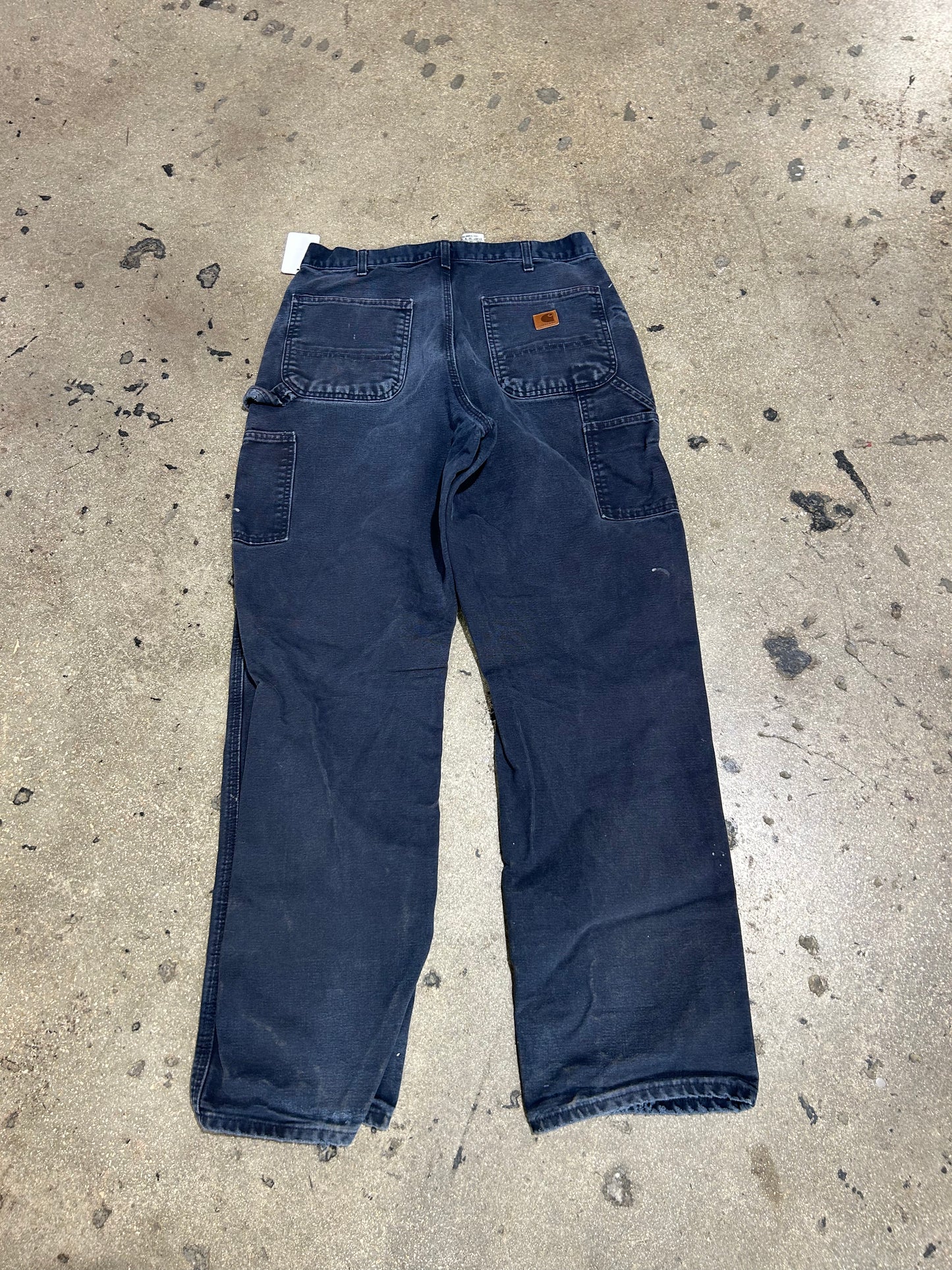 Distressed Carhartt Carpenter Pants - Faded Navy Size 34x34