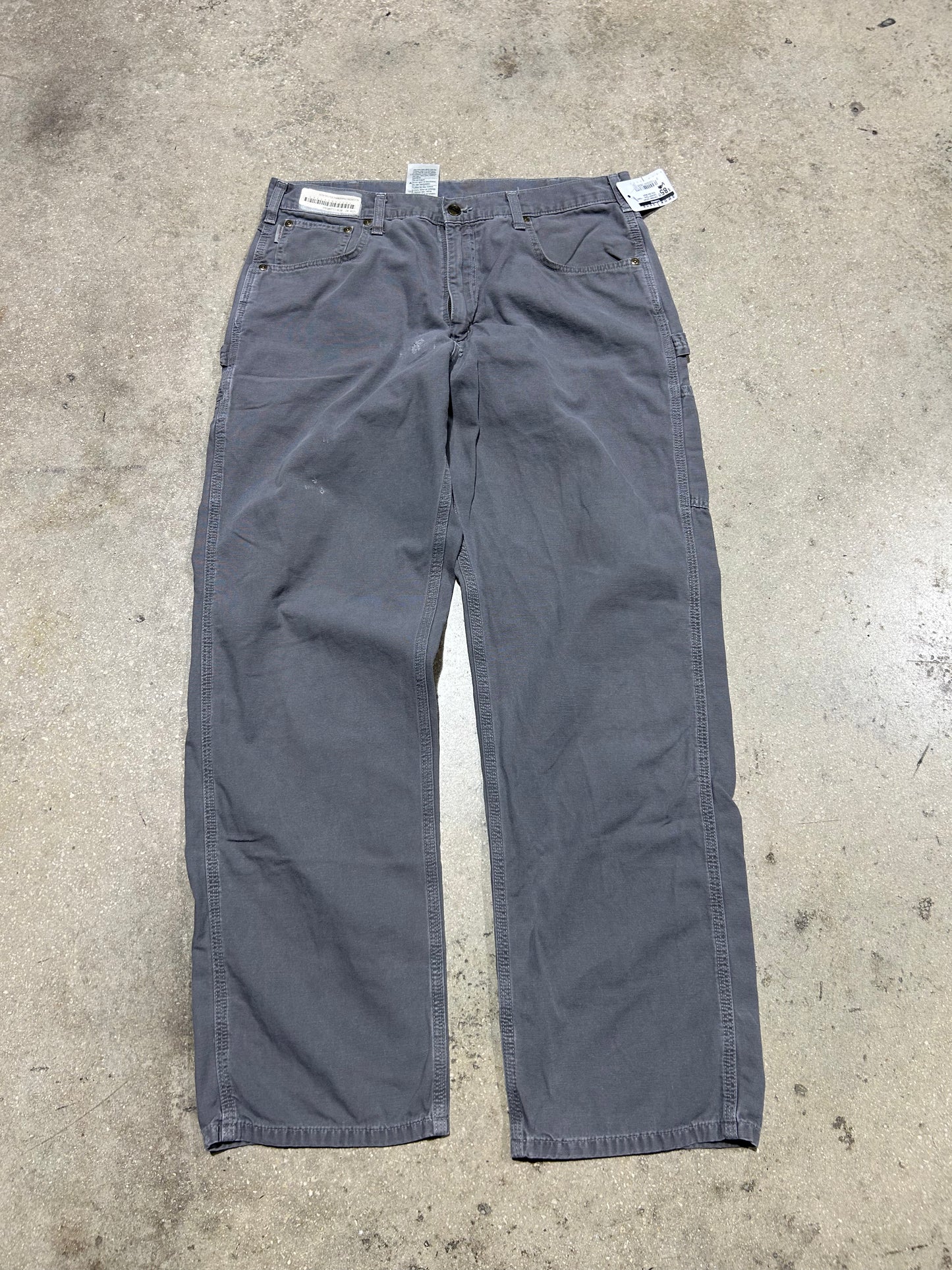 Distressed Carhartt Carpenter Pants - Faded Grey Size 36x34
