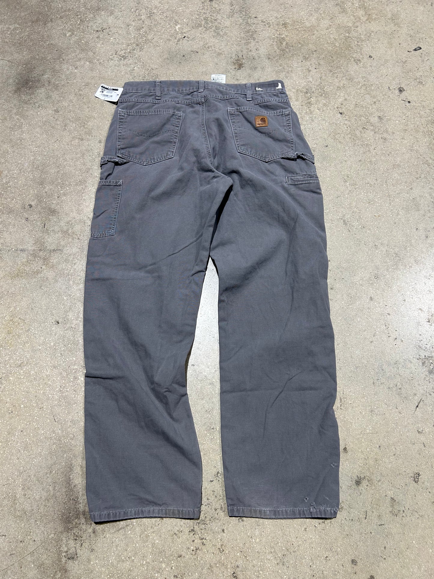 Distressed Carhartt Carpenter Pants - Faded Grey Size 36x34