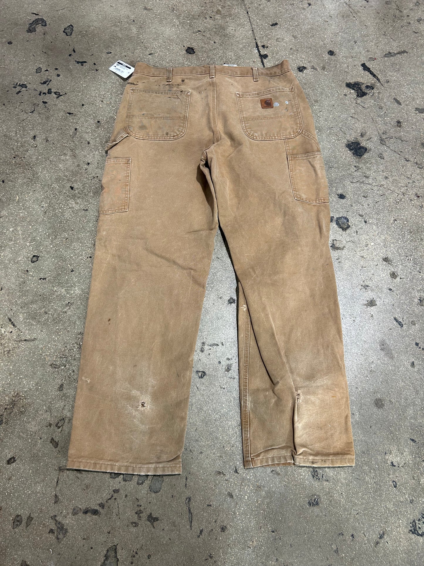 Distressed Carhartt Carpenter Pants - Dark Khaki Size 36x32