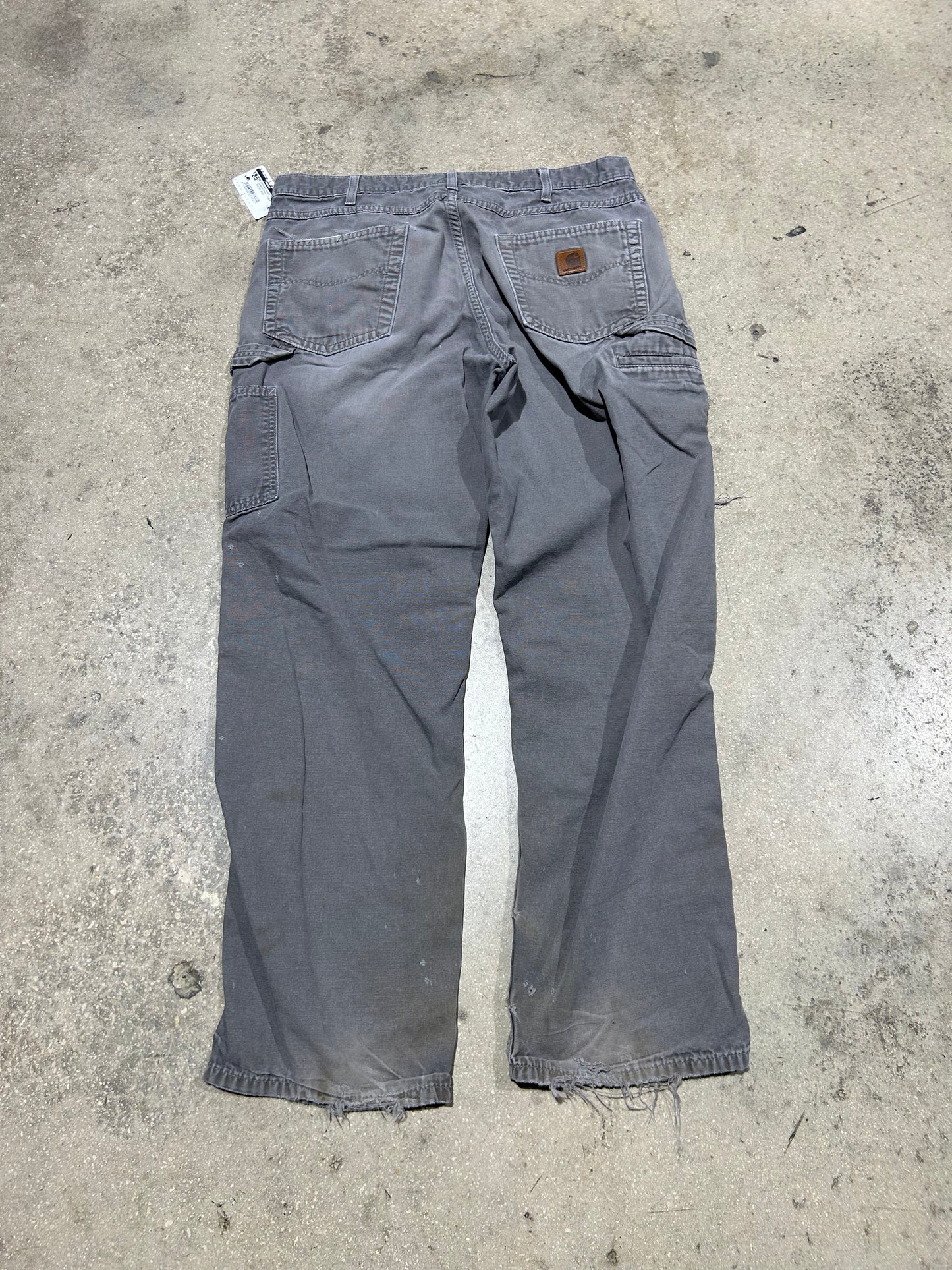 Distressed Carhartt Carpenter Pants - Faded Grey Size 36x32